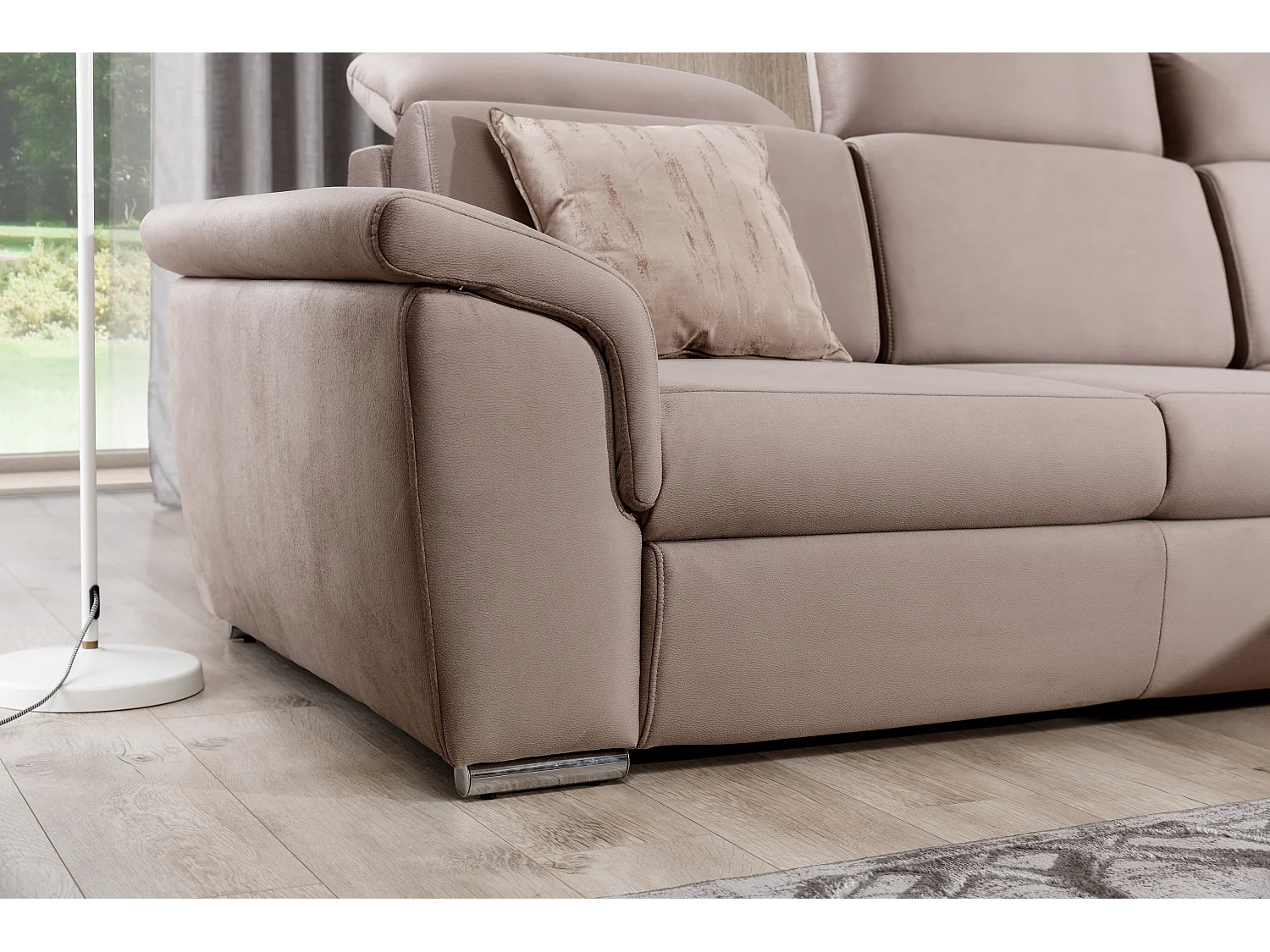 Canapé convertible d'angle droit simili cuir noir Suzy 272cm