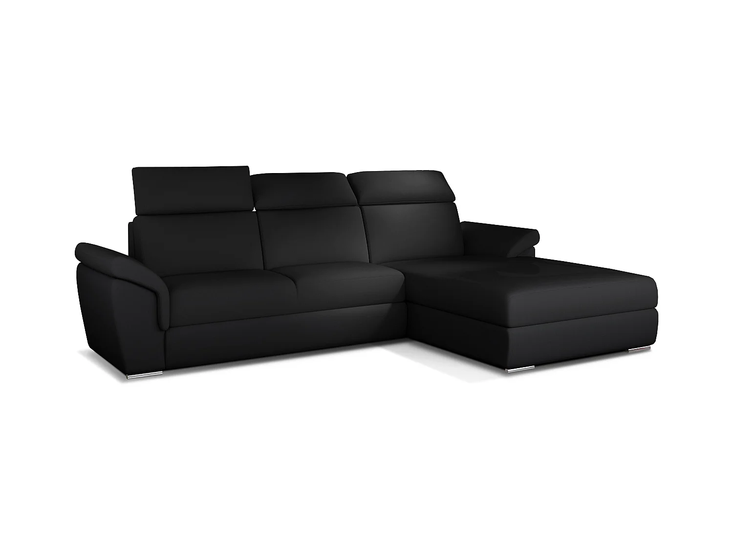Canapé convertible d'angle droit simili cuir noir Suzy 272cm