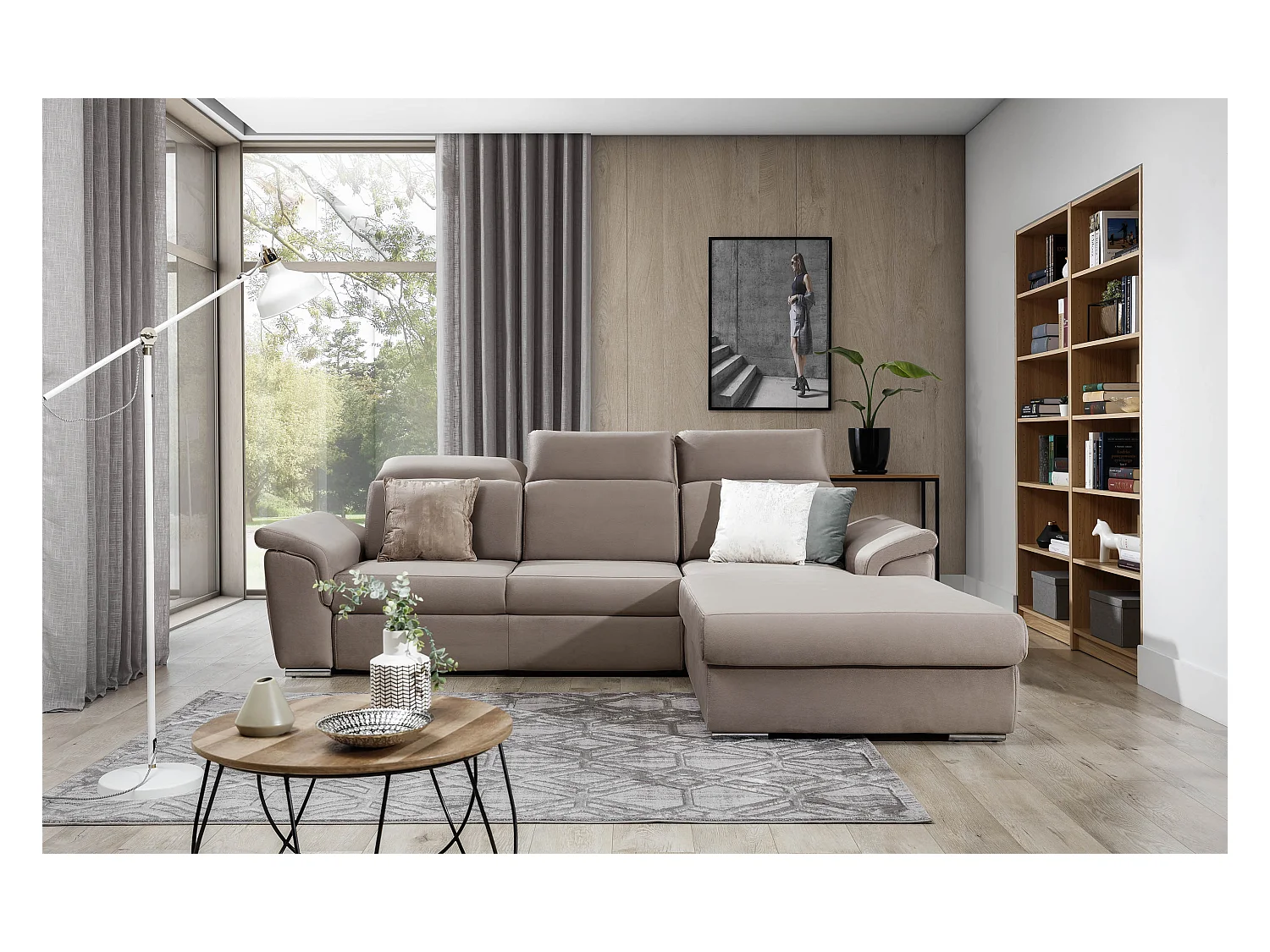 Suzy zwarte kunstleren hoekbank 272 cm