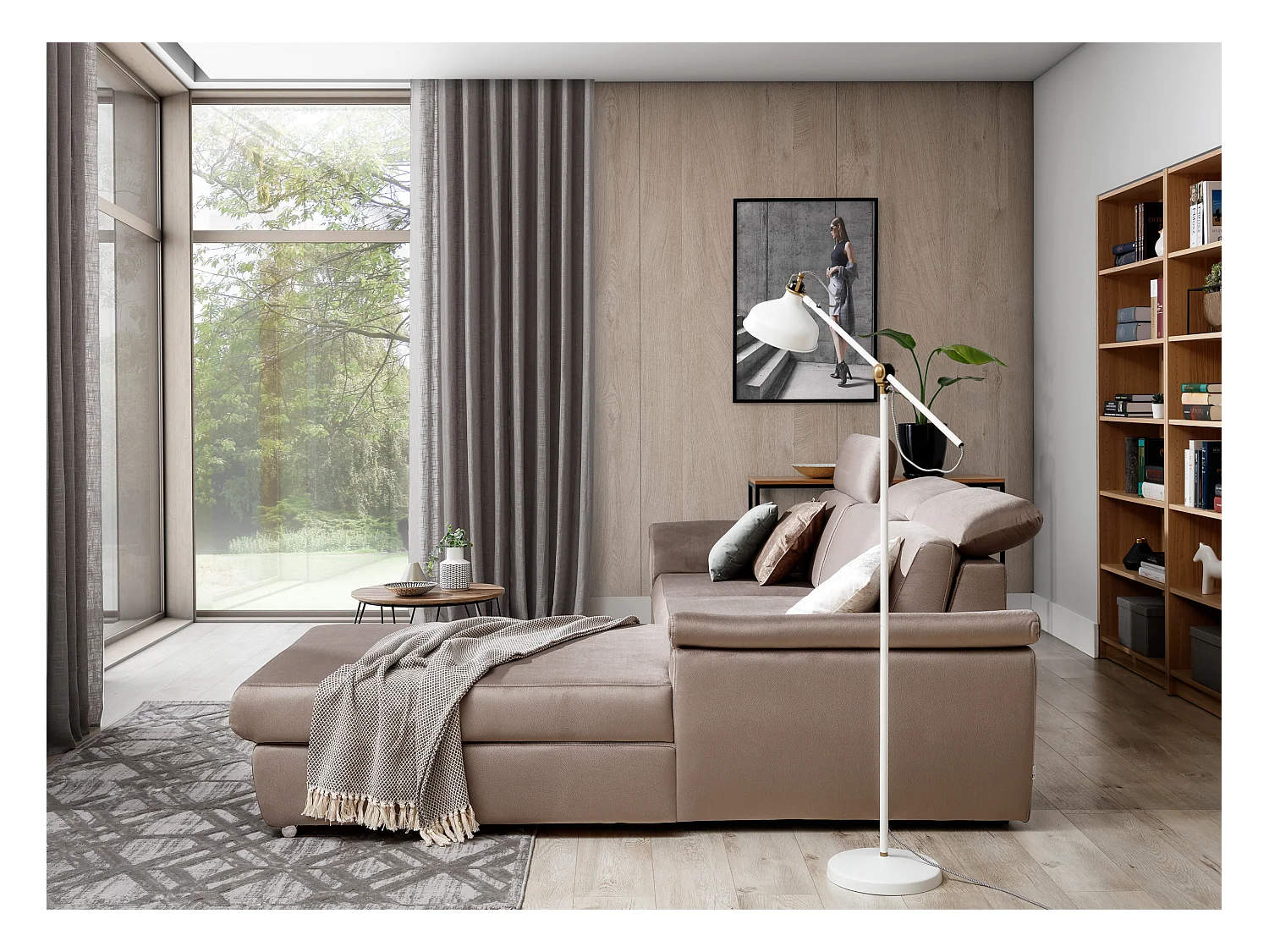 Suzy zwarte kunstleren hoekbank 272 cm