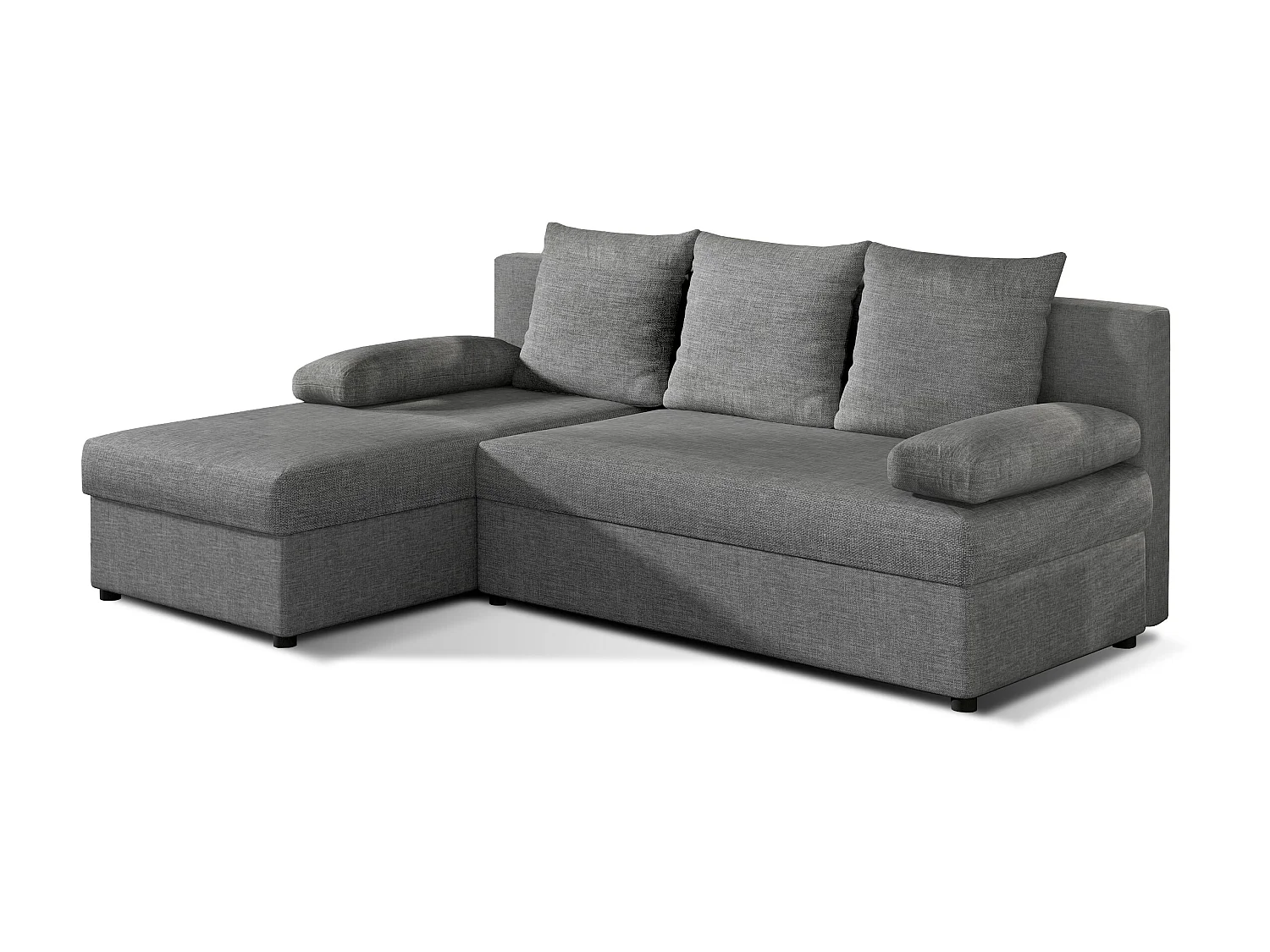 Canapé convertible angle réversible tissu gris chiné Gary 206cm