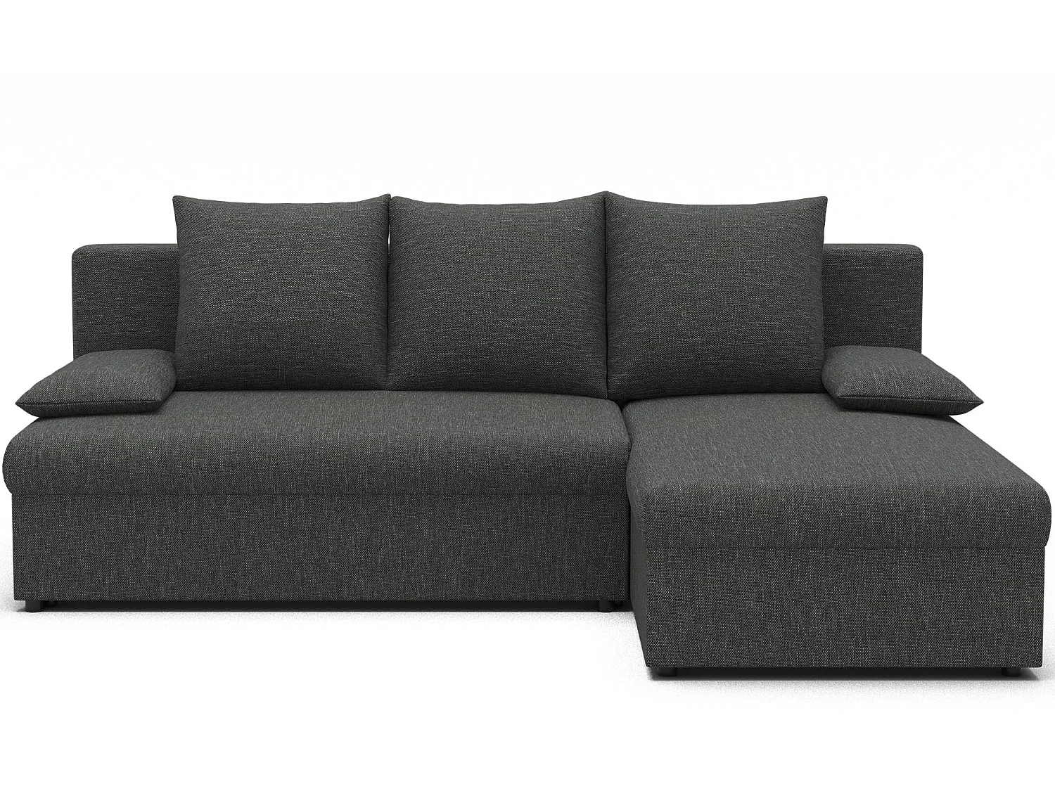 Canapé d’angle réversible convertible GARY en tissu côtelé – 206cm-Gris chiné