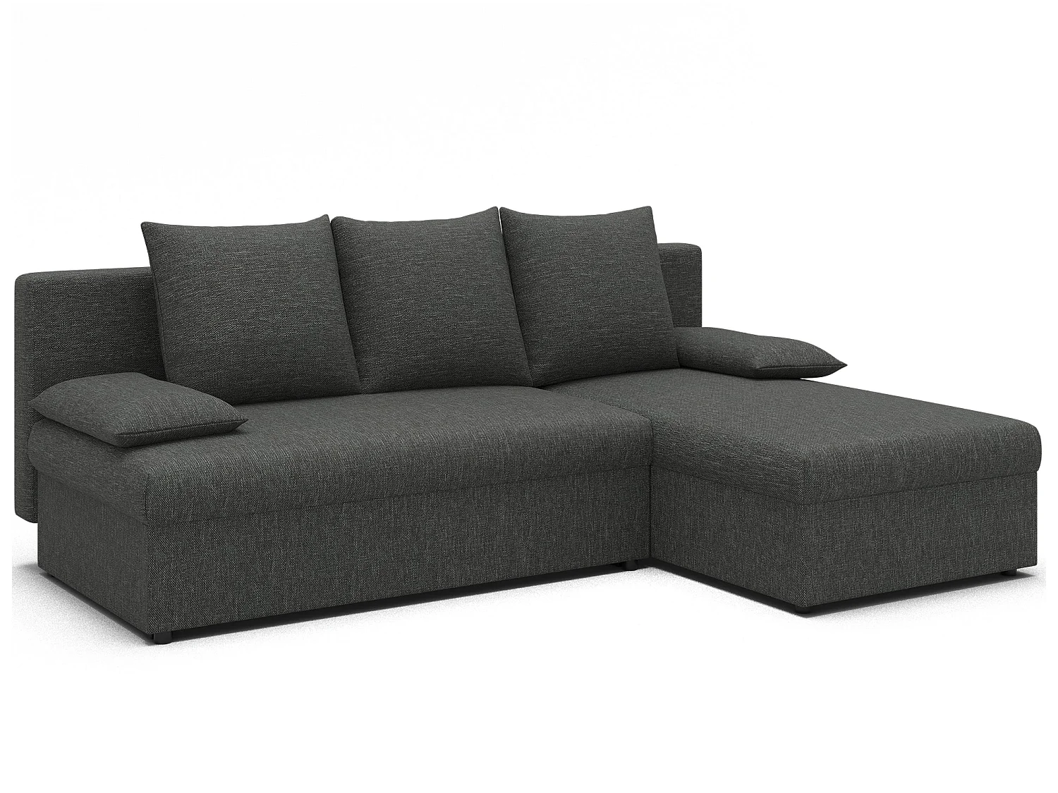 Canapé d’angle réversible convertible GARY en tissu côtelé – 206cm-Gris chiné