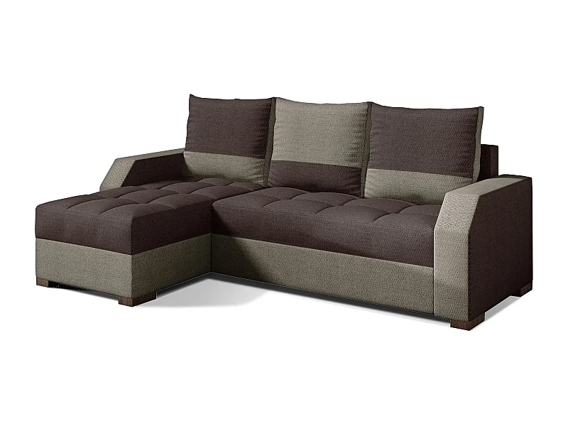 Zarky omkeerbare design hoekbank in lichtbruine en donkerbruine stof, 250 cm