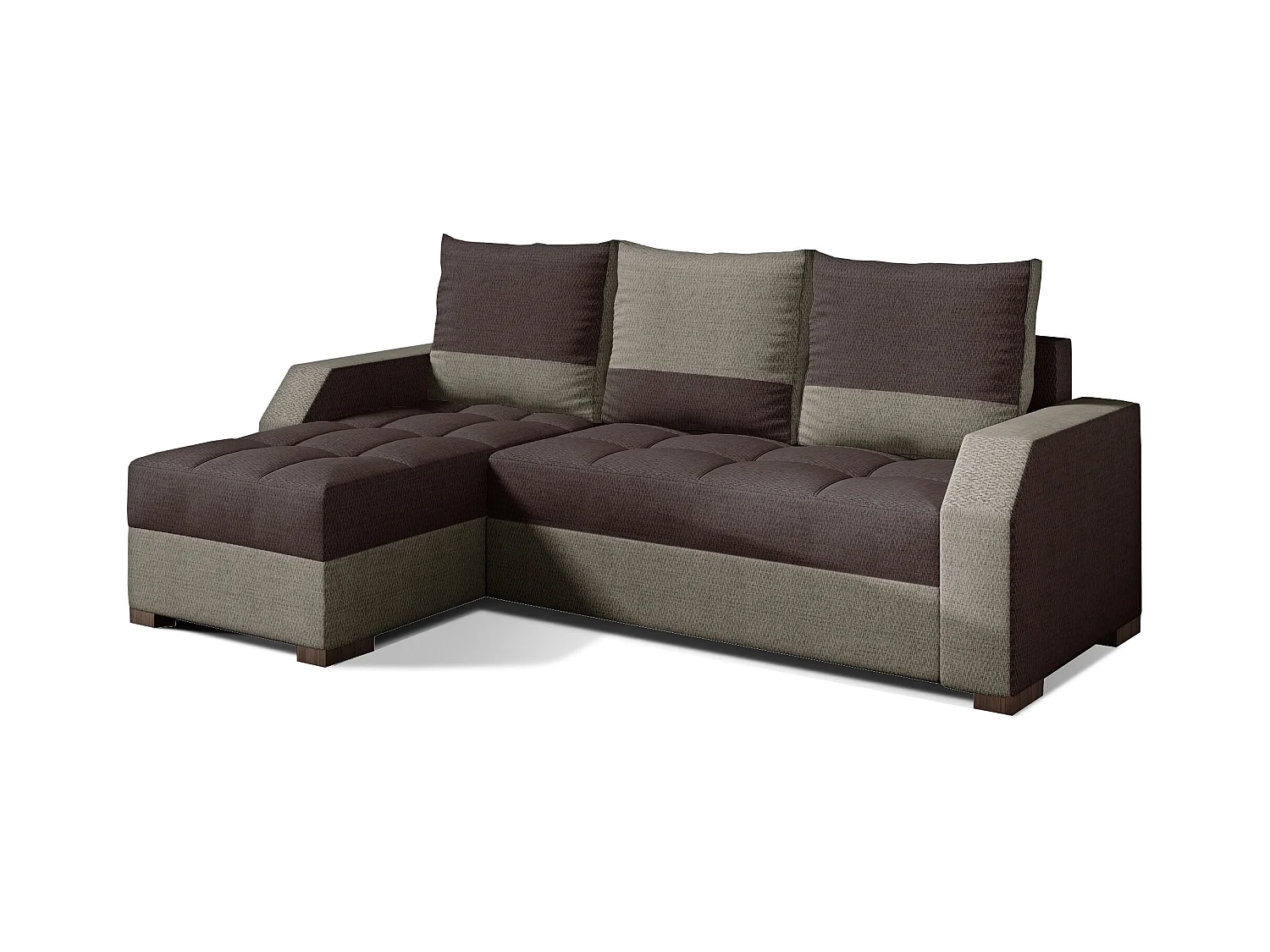 Canapé convertible angle réversible design tissu marron clair et marron foncé Zarky 250cm