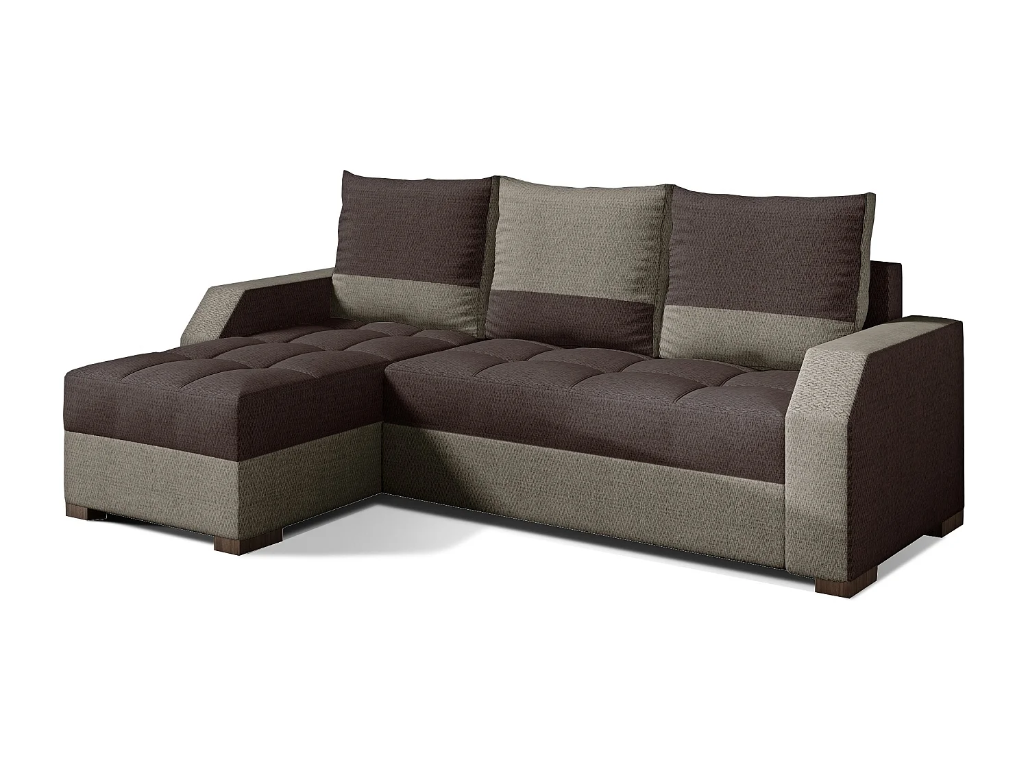 Zarky omkeerbare design hoekbank in lichtbruine en donkerbruine stof, 250 cm