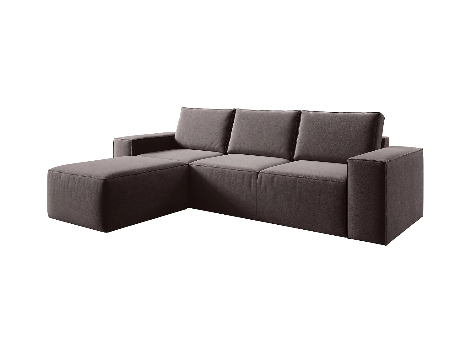 Canapé d'angle gauche convertible moderne tissu marron Willace 302cm