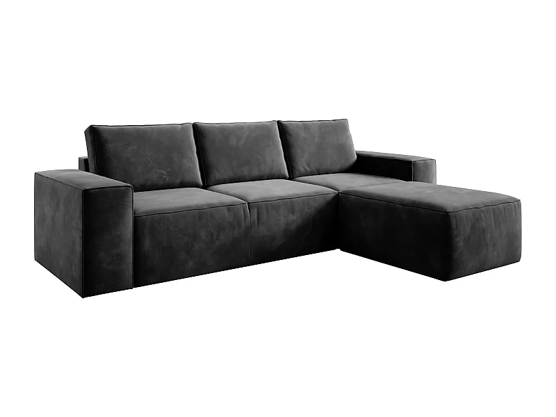 Canapé d'angle droit convertible moderne tissu anthracite Willace 302cm