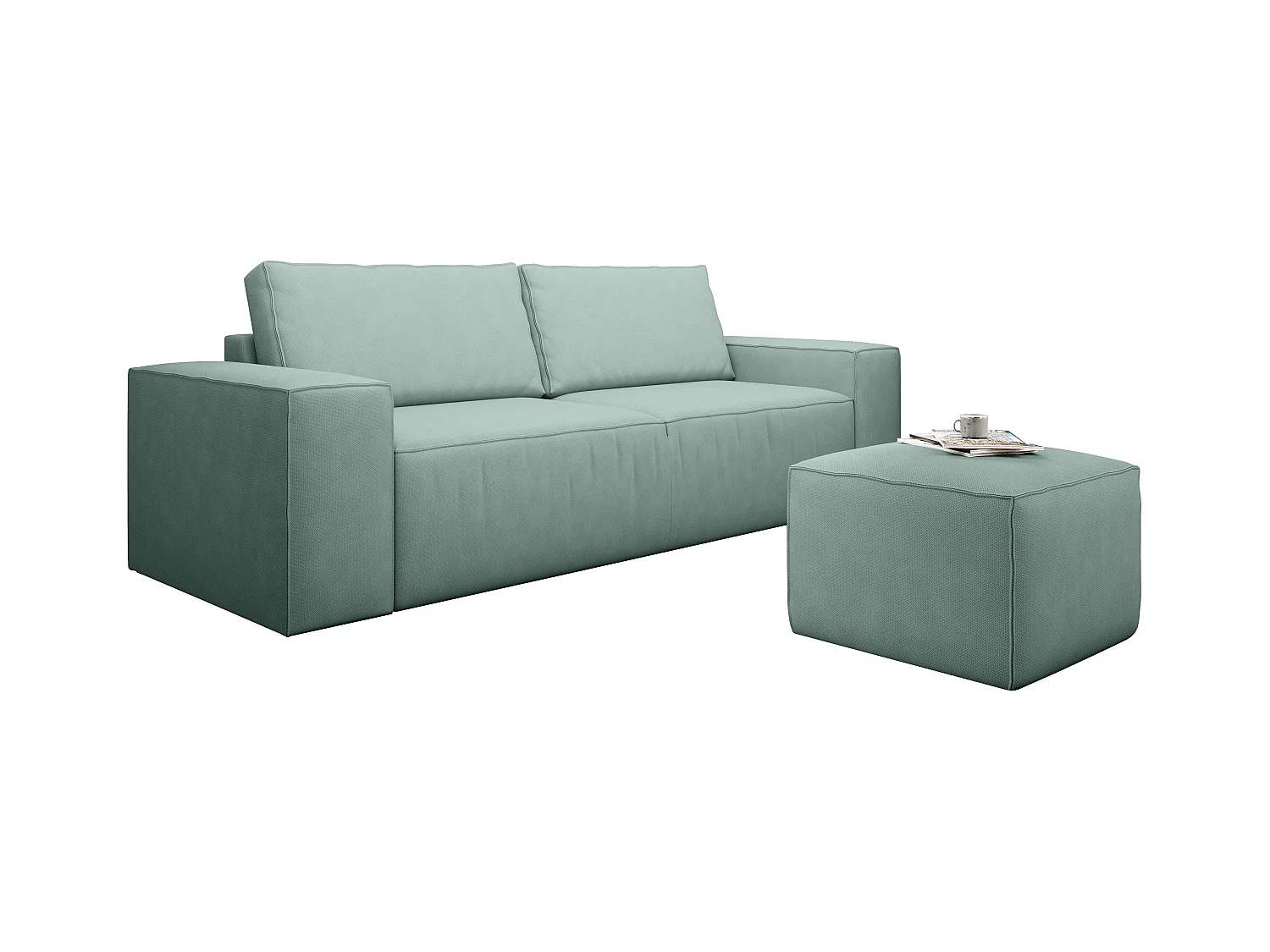 Canapé convertible 4 places tissu vert clair Willace 260cm