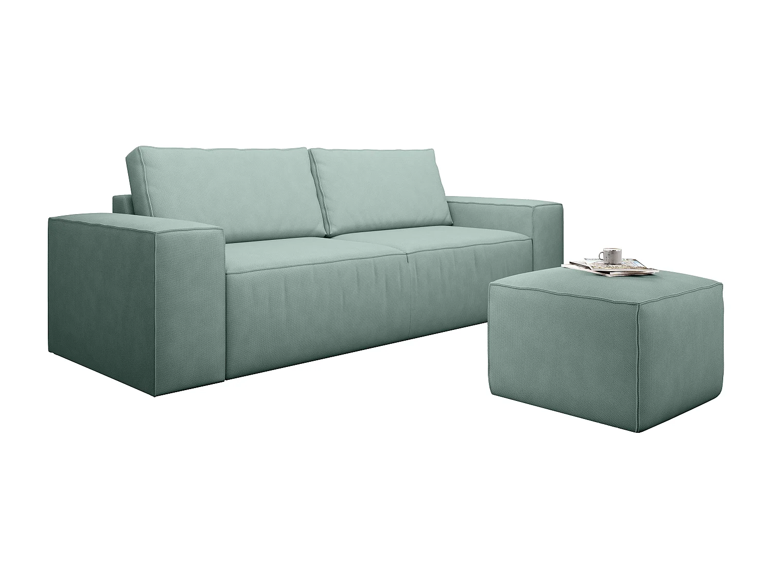Canapé convertible 4 places tissu vert clair Willace 260cm