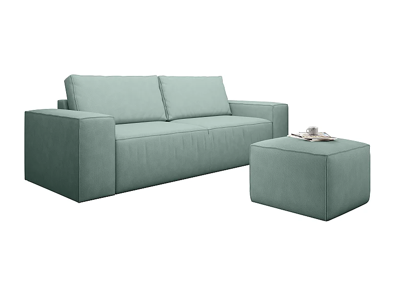 Canapé convertible 4 places tissu vert clair Willace 260cm