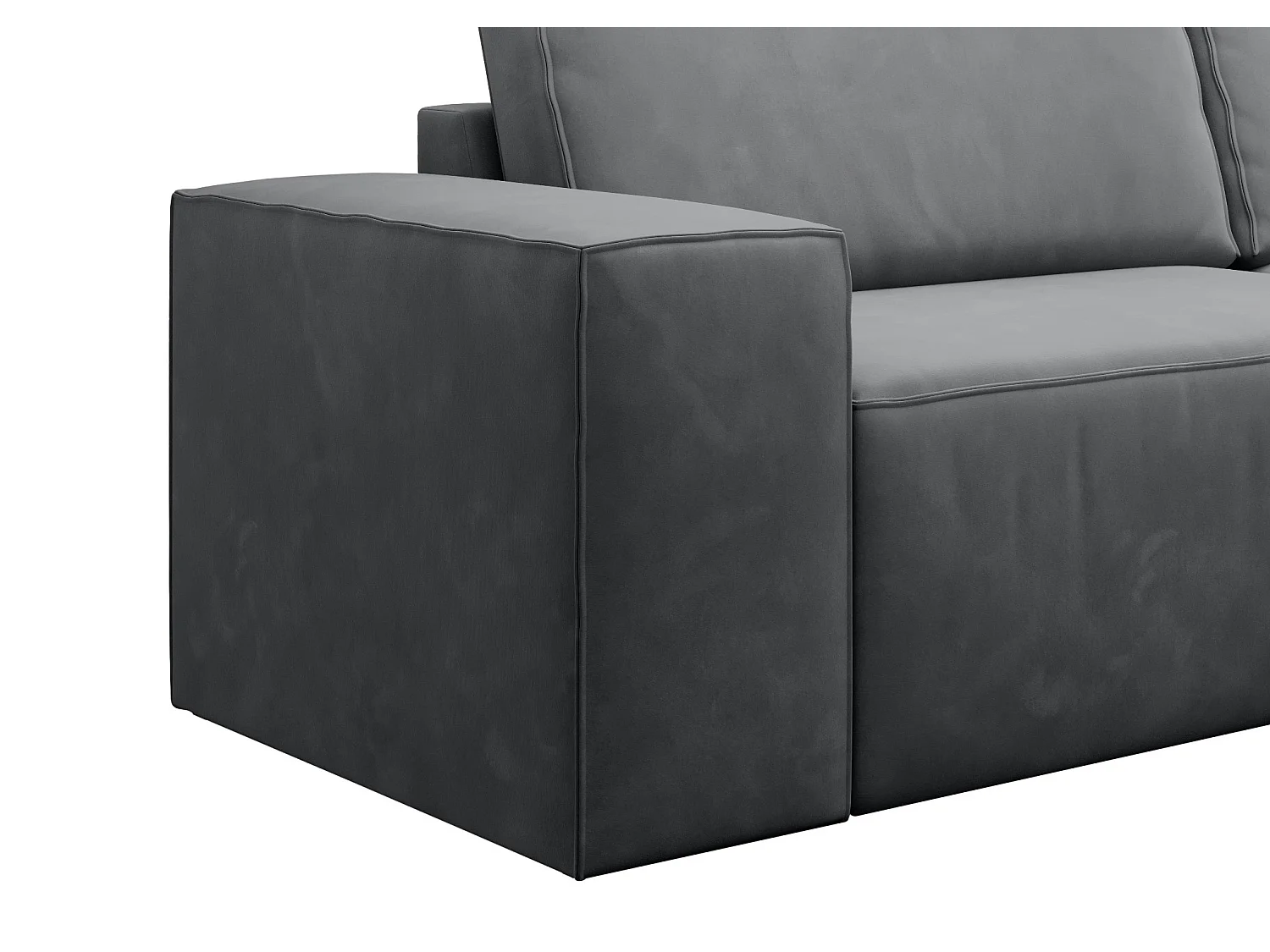 Grand canapé convertible en velours WILACE - Confort moderne et élégant-Gris foncé