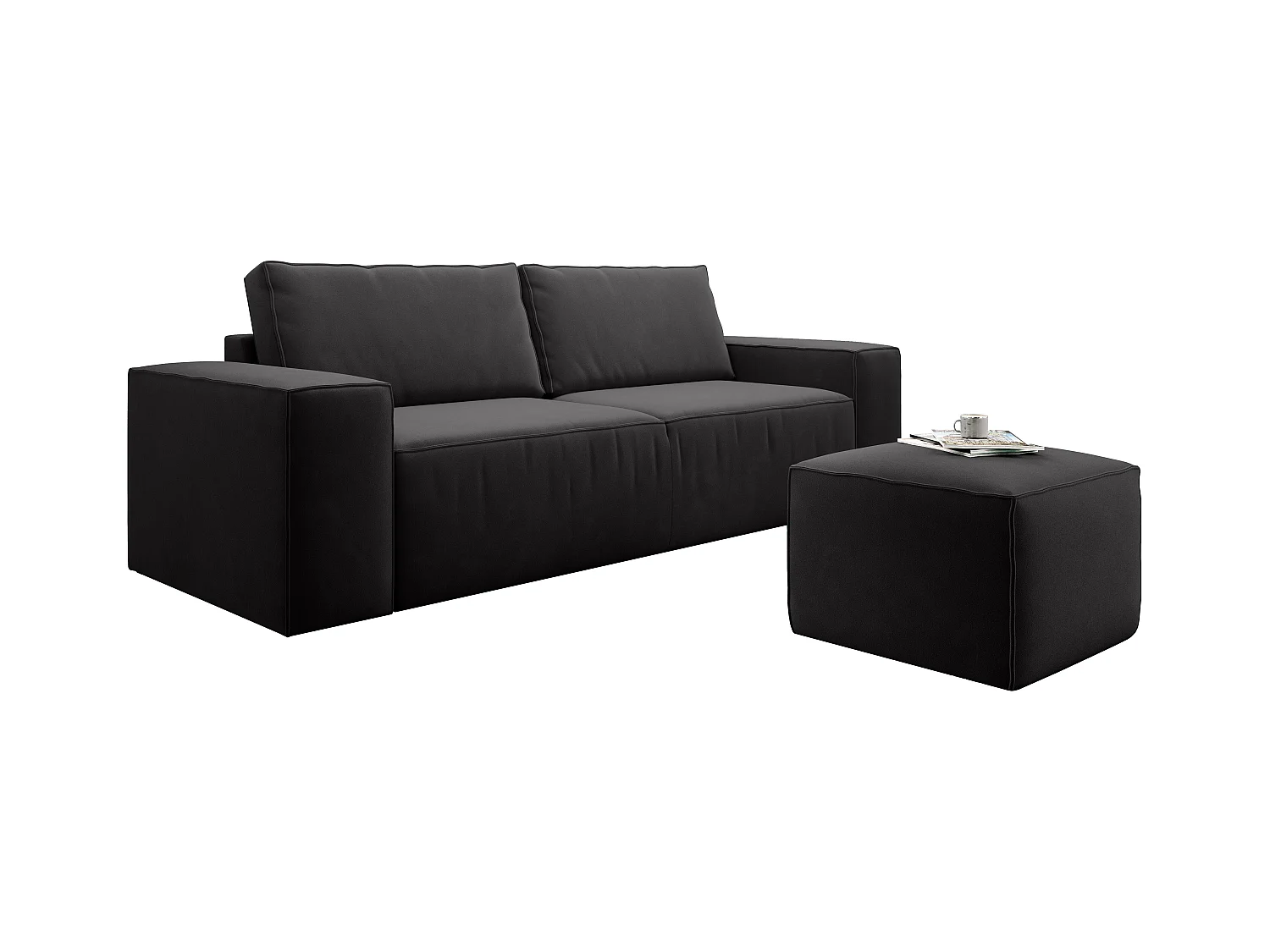 Canapé convertible 4 places velours noir Willace 260cm