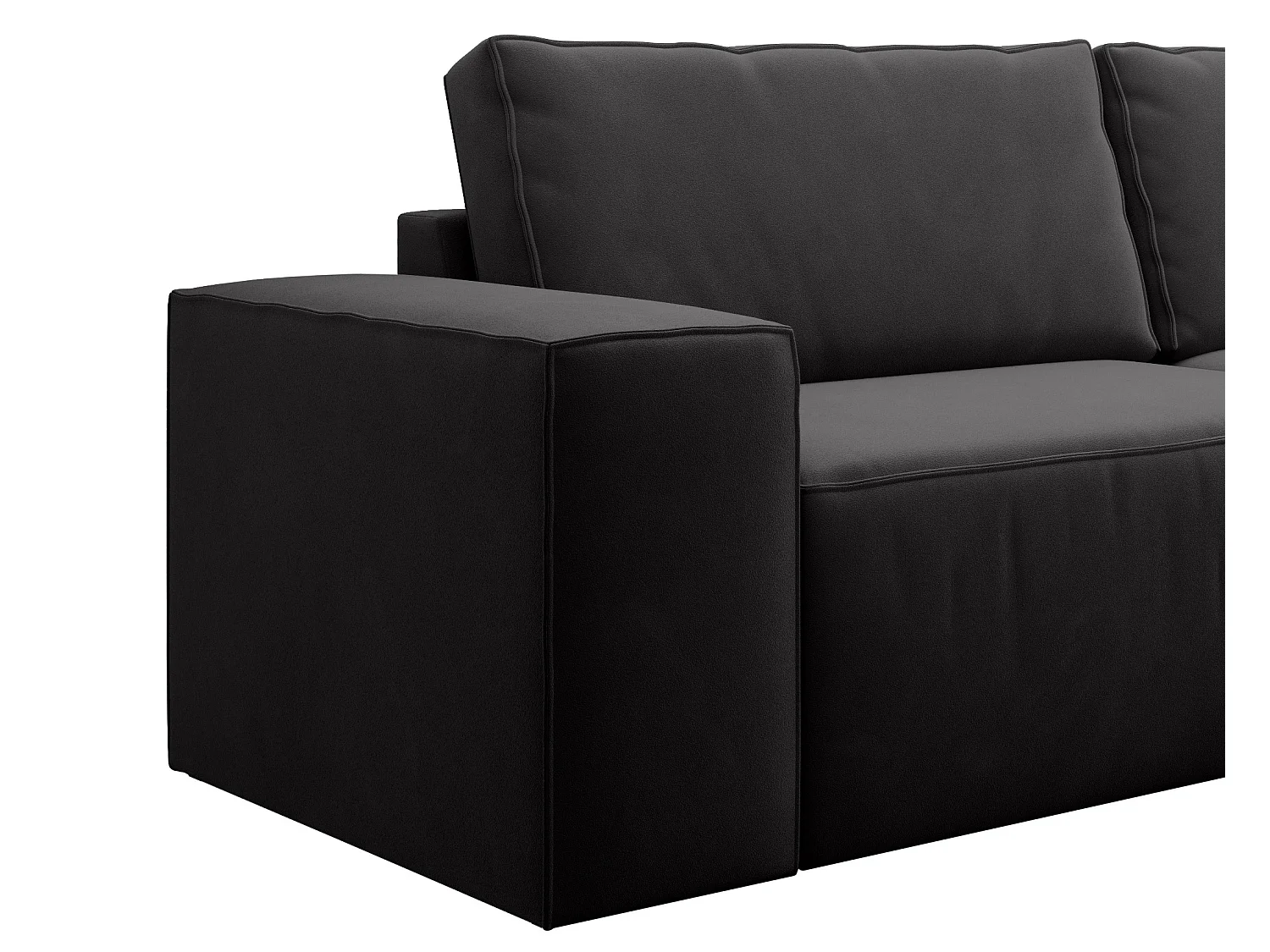Grand canapé convertible en velours WILACE - Confort moderne et élégant-Noir