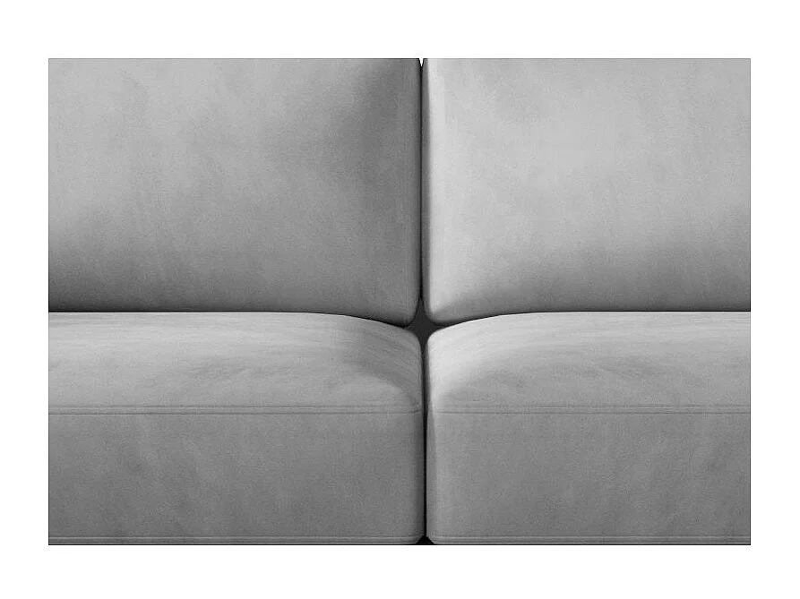 Canapé convertible 3-4 places velours gris clair et pieds métal noir Zora 250cm