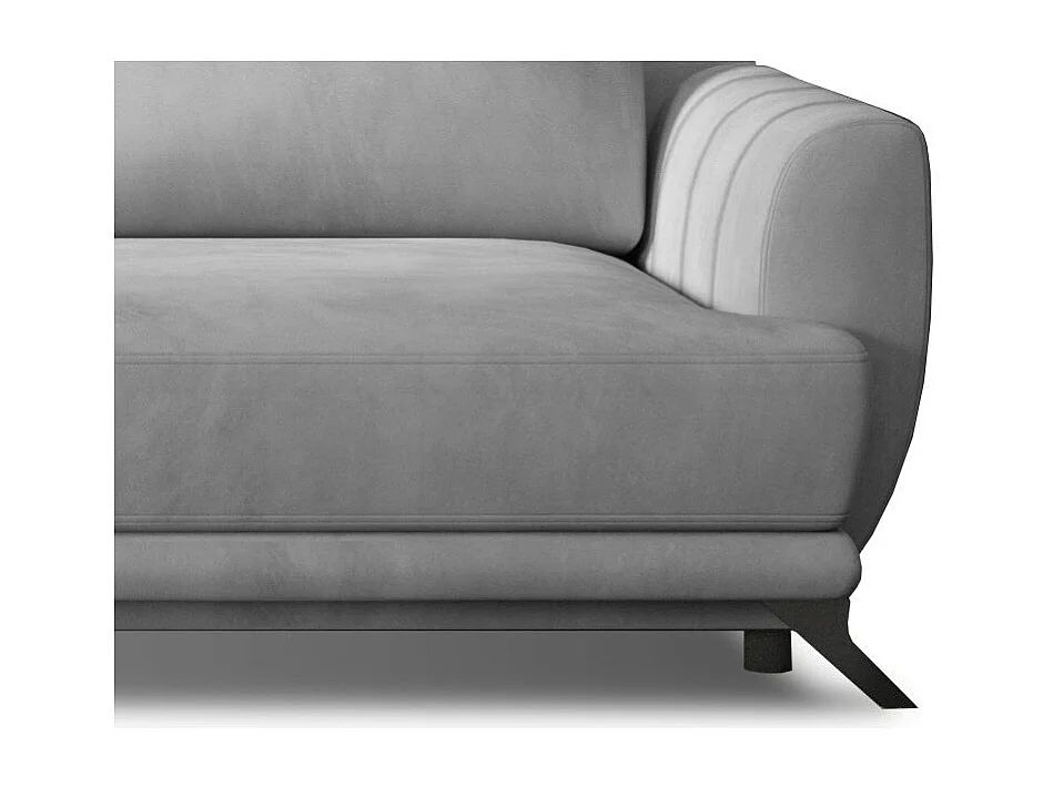 Canapé convertible 3-4 places velours gris clair et pieds métal noir Zora 250cm