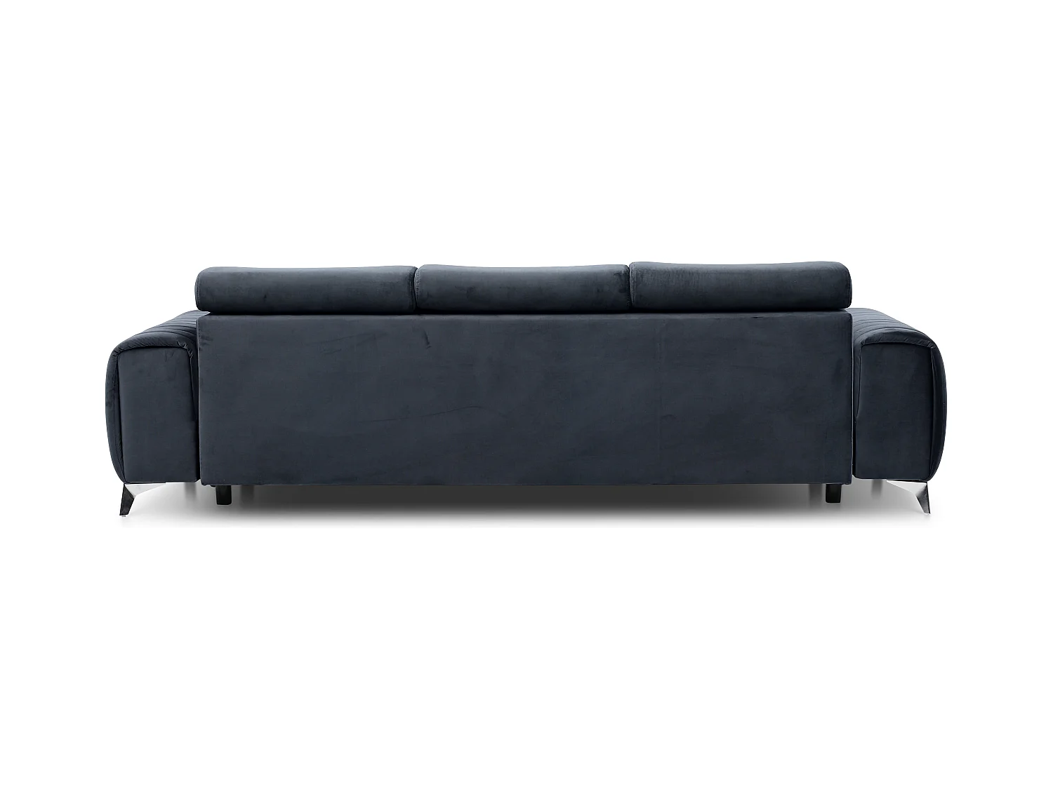 Canapé convertible avec appuis-tête réglables velours bleu marine Lozan 261cm