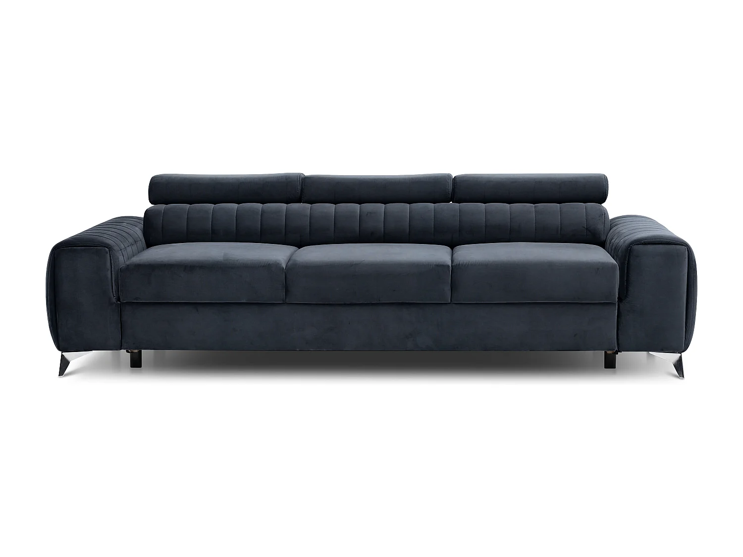 Canapé convertible avec appuis-tête réglables velours bleu marine Lozan 261cm