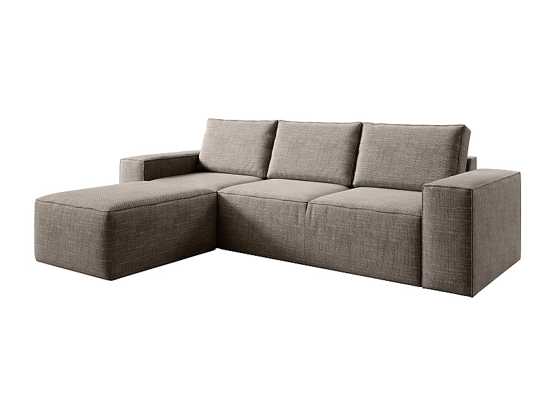 Canapé d'angle gauche convertible moderne tissu beige chiné Willace 302cm