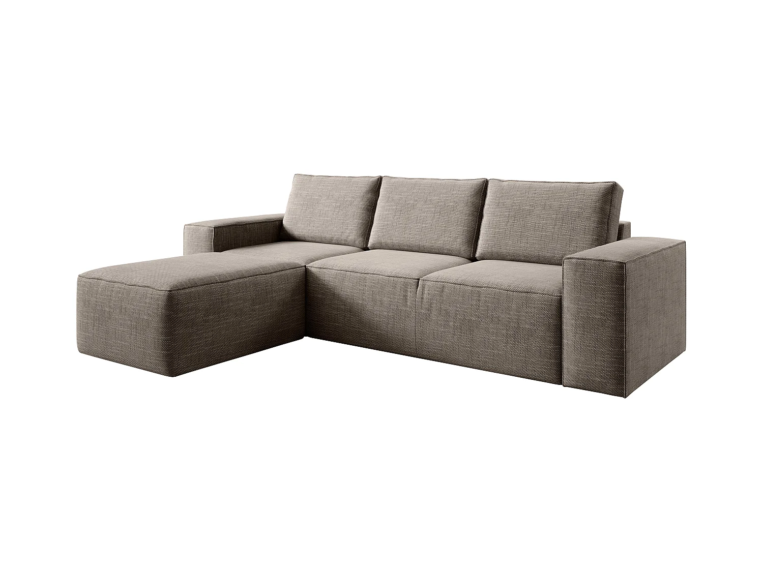 Canapé d'angle gauche convertible moderne tissu beige chiné Willace 302cm