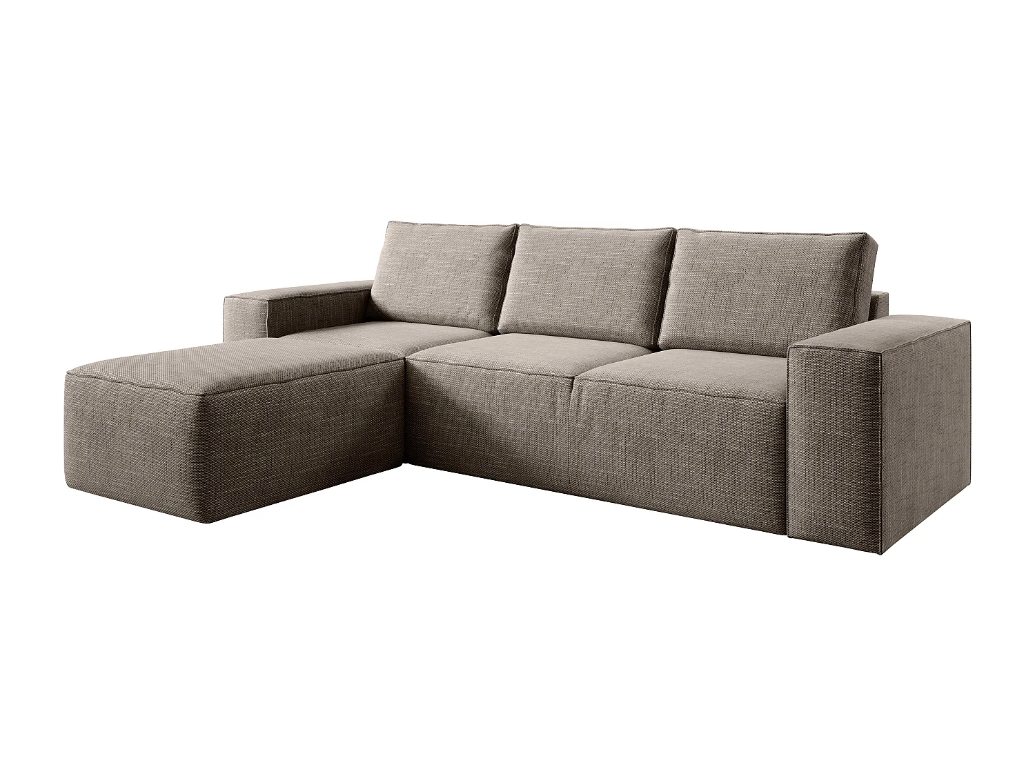 Moderne converteerbare hoekbank links in gemêleerde beige stof Willace 302 cm