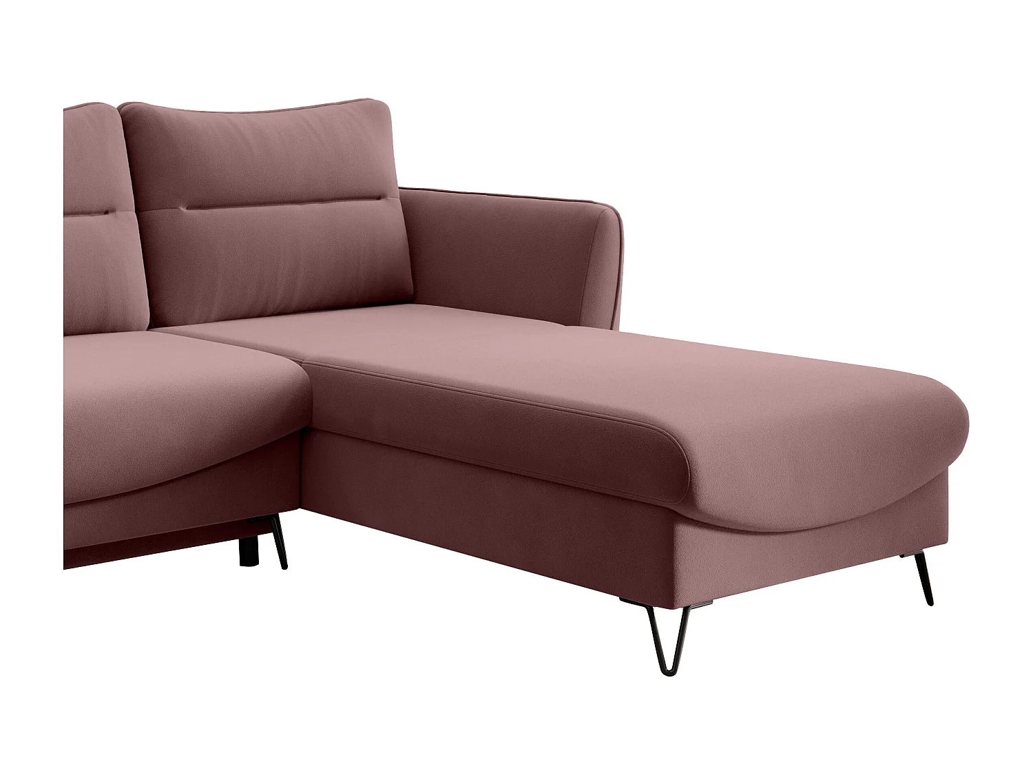 Canapé d'angle droit convertible velours rose cuivré Zurik 276cm