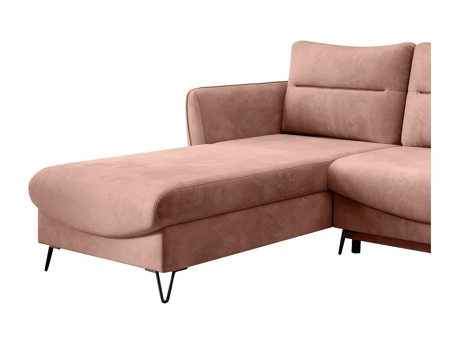 Canapé d'angle gauche convertible tissu doux abricot clair Zurik 276cm