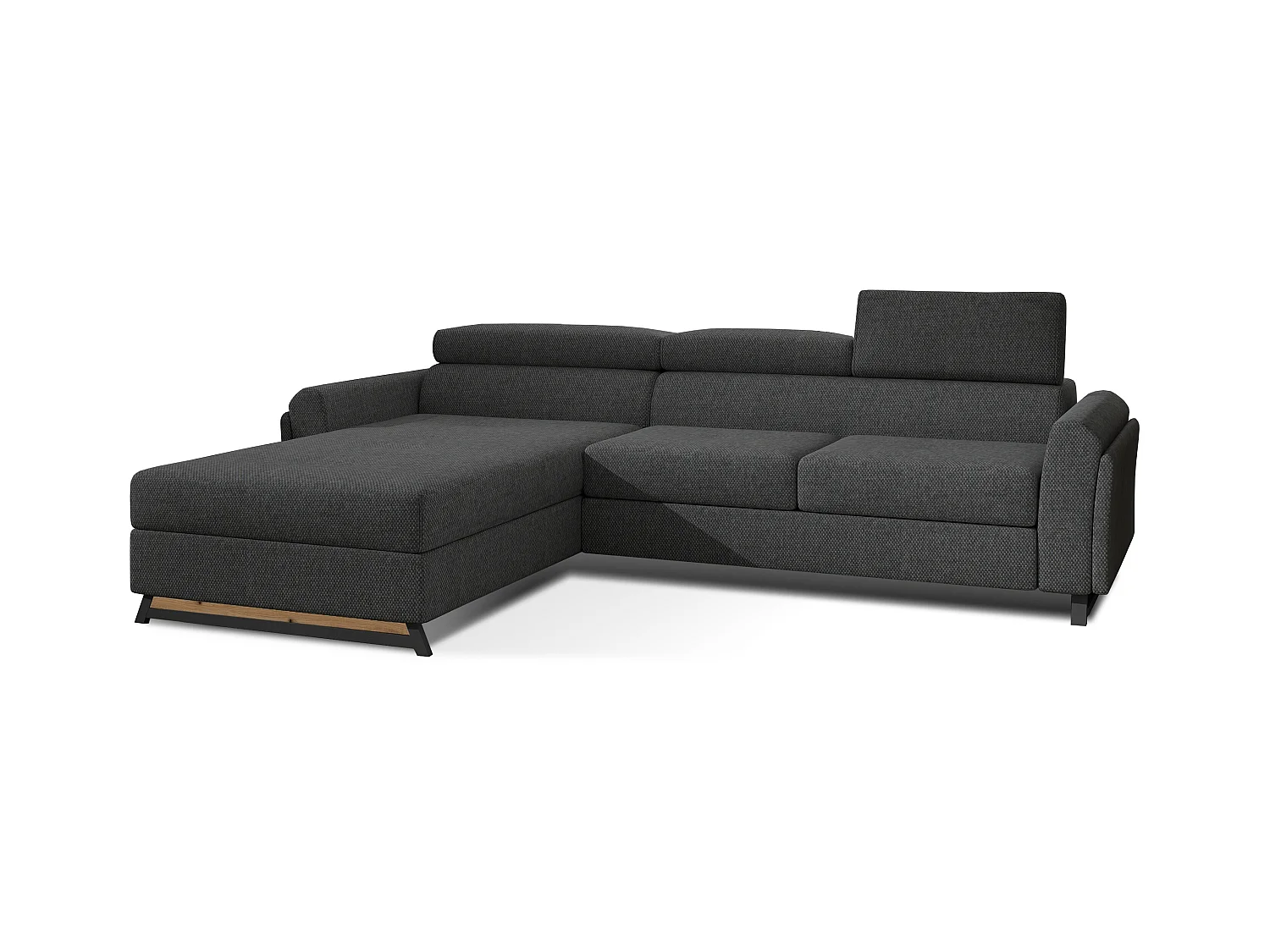 Canapé angle gauche convertible tissu gris foncé avec appuis-tête réglables Mazerali 300cm