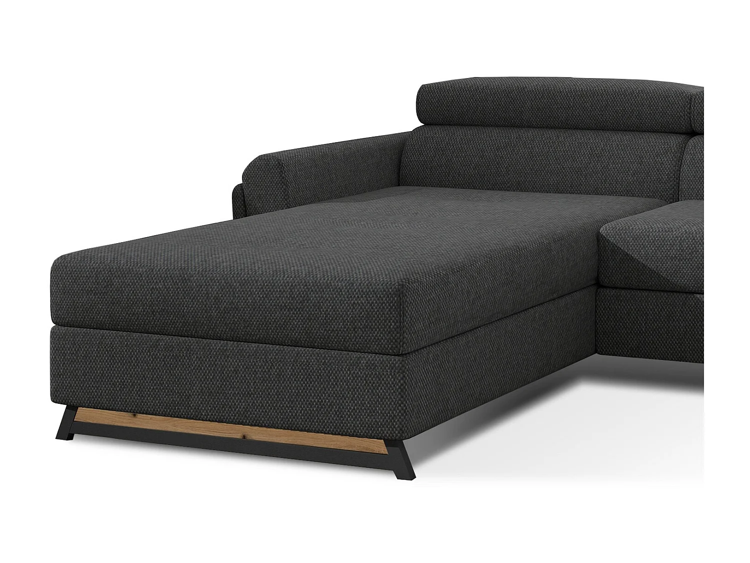 Canapé angle gauche convertible tissu gris foncé avec appuis-tête réglables Mazerali 300cm