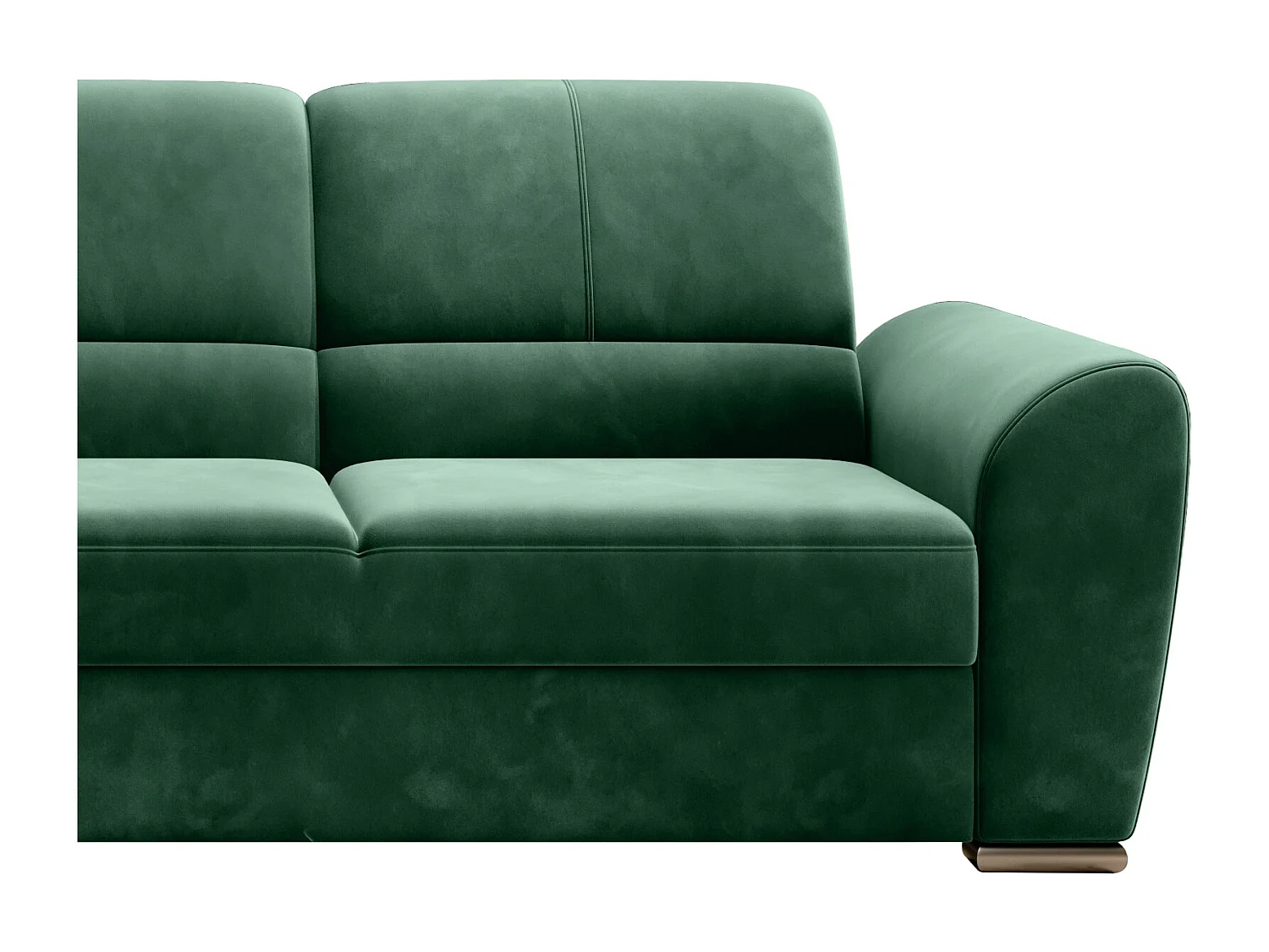 Canapé angle gauche convertible tissu vert foncé et pieds acier chromé Zabor 270cm