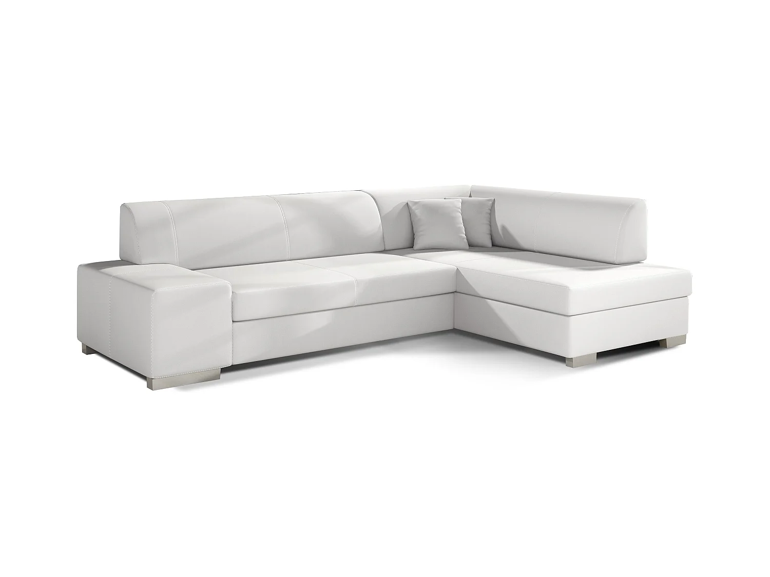 Canapé convertible angle droit simili cuir blanc Polky 272cm