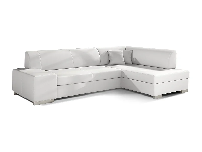 Canapé convertible angle droit simili cuir blanc Polky 272cm