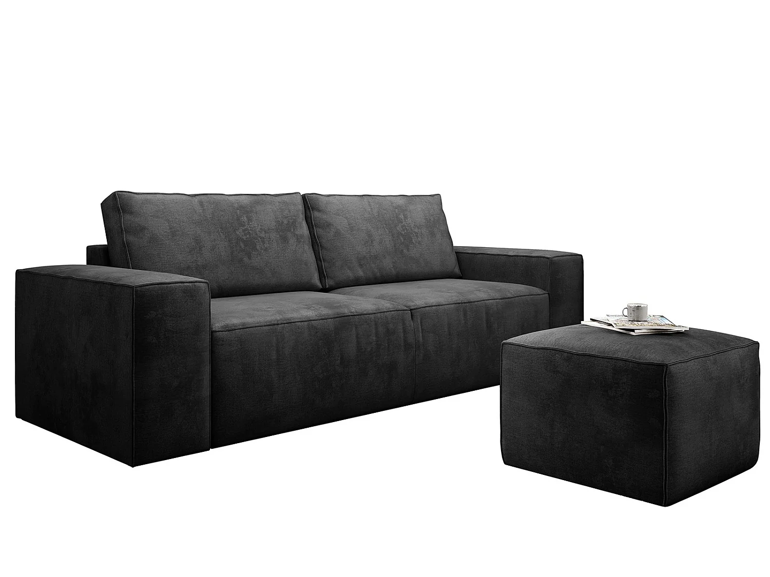 Grote WILACE fluwelen slaapbank - Modern en elegant comfort-Kleur Houtskool grijs