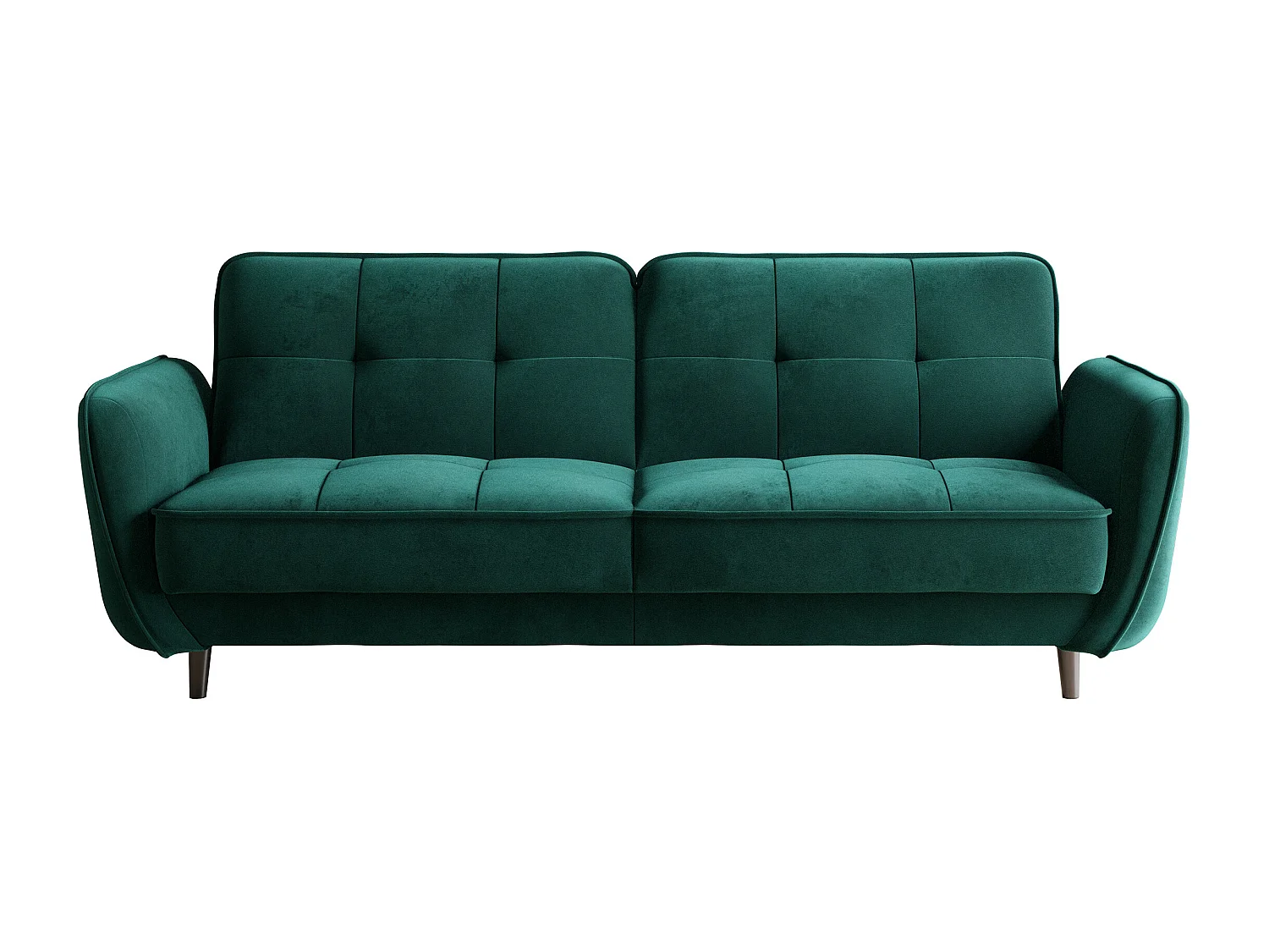 Bizza 220 cm groen fluweel gecapitonneerde 3-zits slaapbank met zwarte houten poten