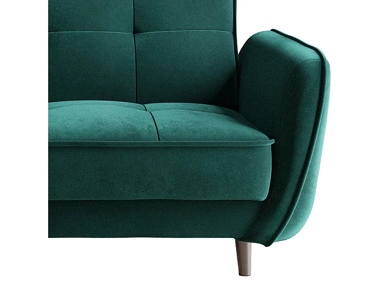 Bizza 220 cm groen fluweel gecapitonneerde 3-zits slaapbank met zwarte houten poten