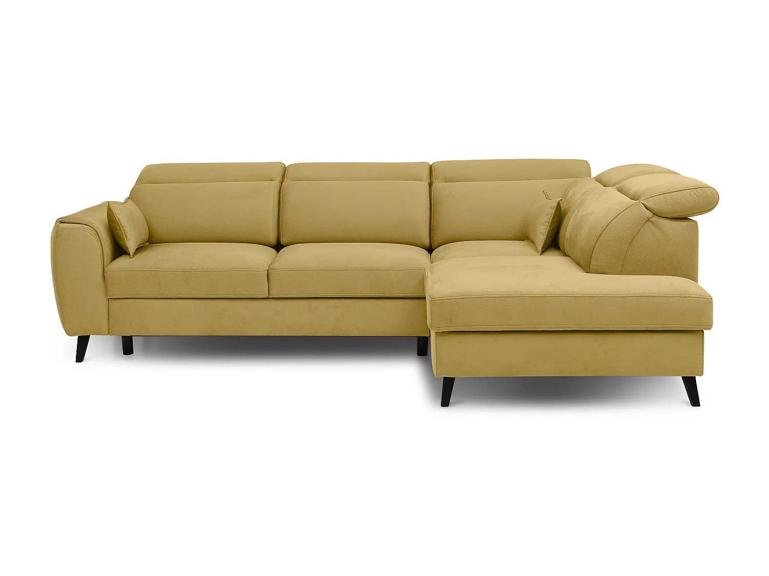 Canapé d'angle droit convertible tissu jaune Noblesse 255cm