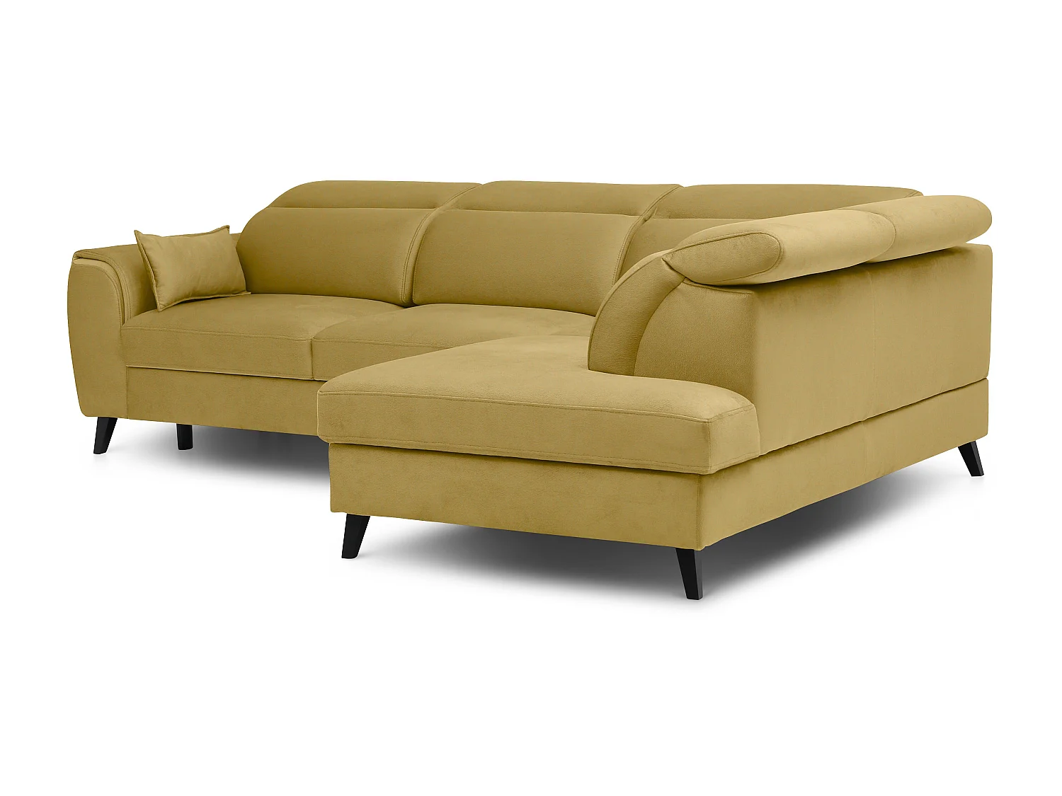 Canapé d'angle droit convertible tissu jaune Noblesse 255cm