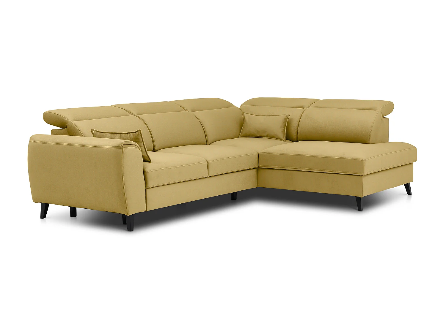 Canapé d'angle droit convertible tissu jaune Noblesse 255cm