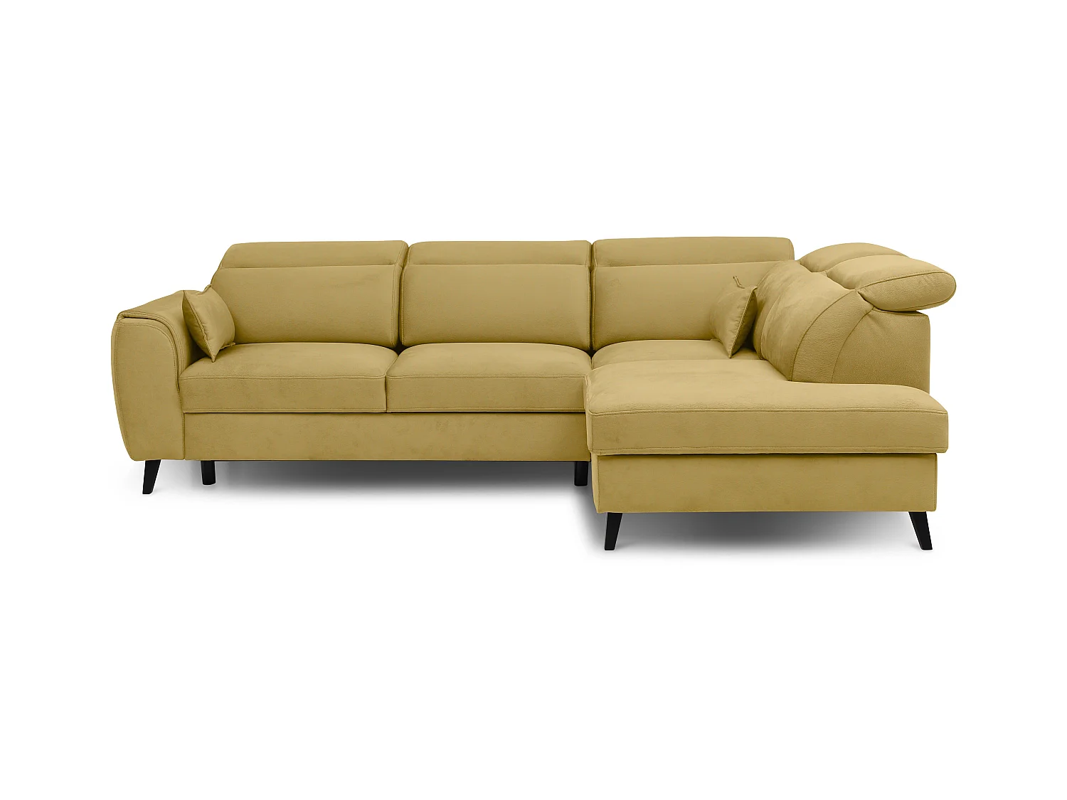 Canapé d'angle droit convertible tissu jaune Noblesse 255cm