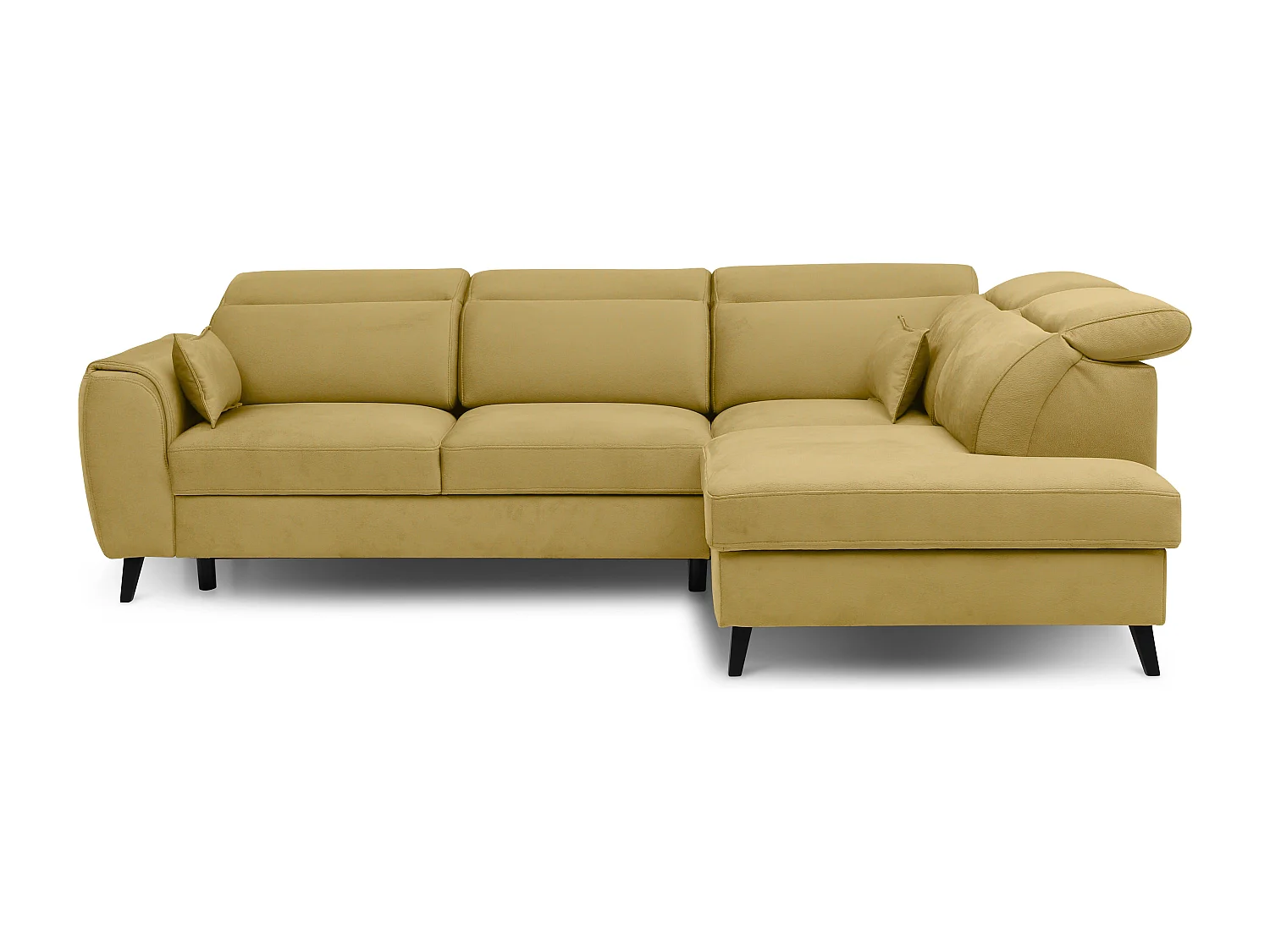 Canapé d'angle droit convertible tissu jaune Noblesse 255cm