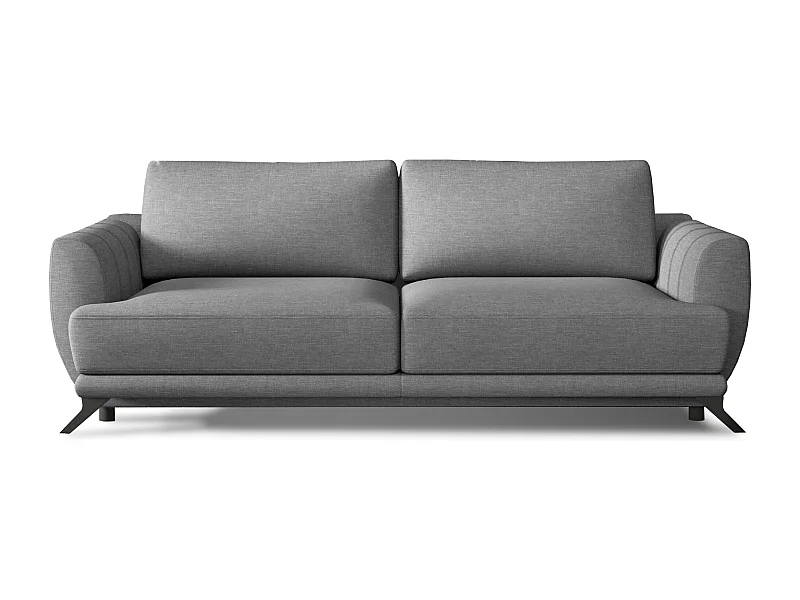 Canapé convertible 3-4 places tissu gris clair et pieds métal noir Zora 250cm