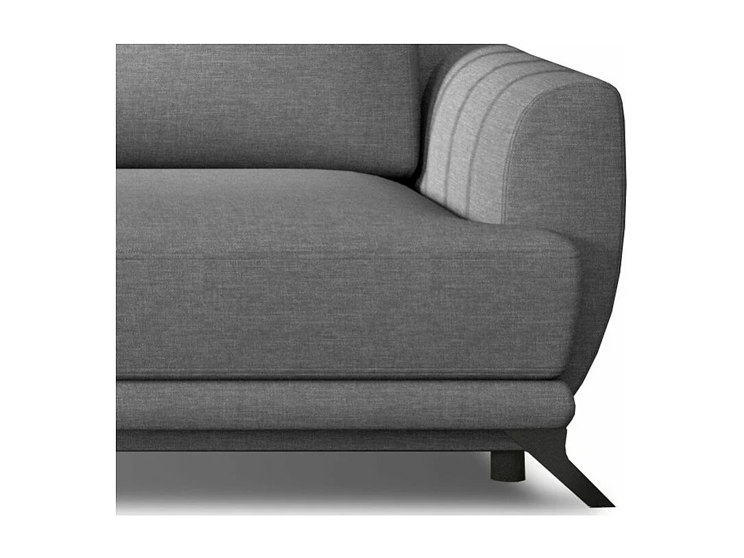 Canapé convertible 3-4 places tissu gris clair et pieds métal noir Zora 250cm
