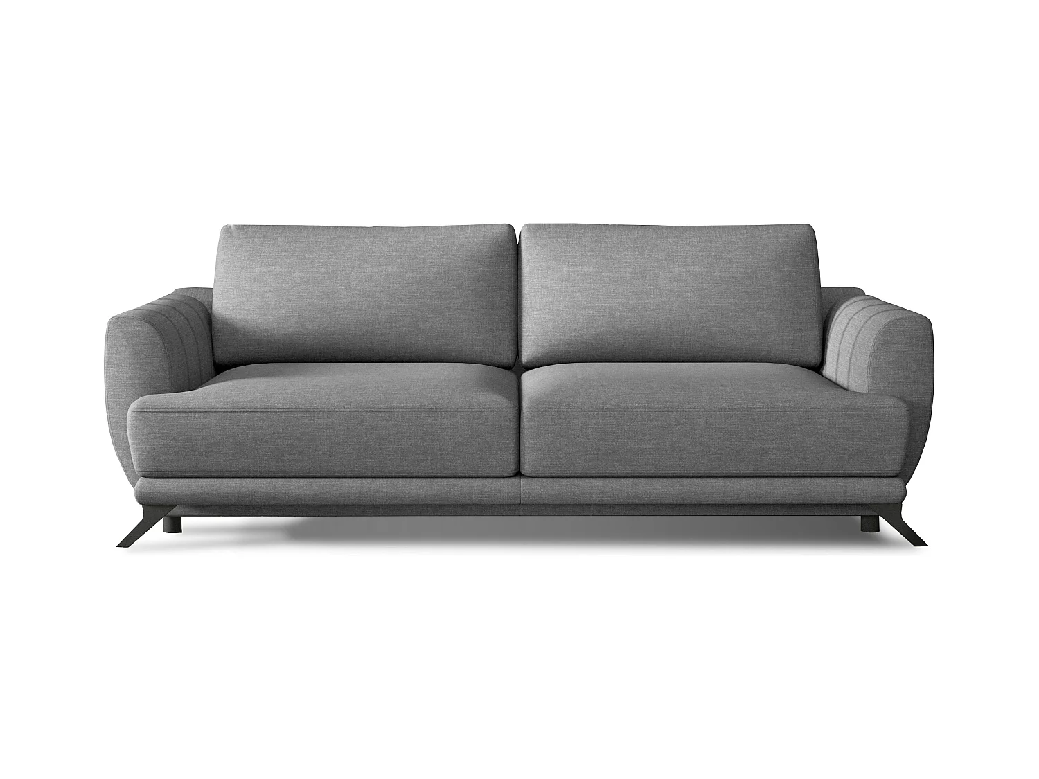 Canapé convertible 3-4 places tissu gris clair et pieds métal noir Zora 250cm