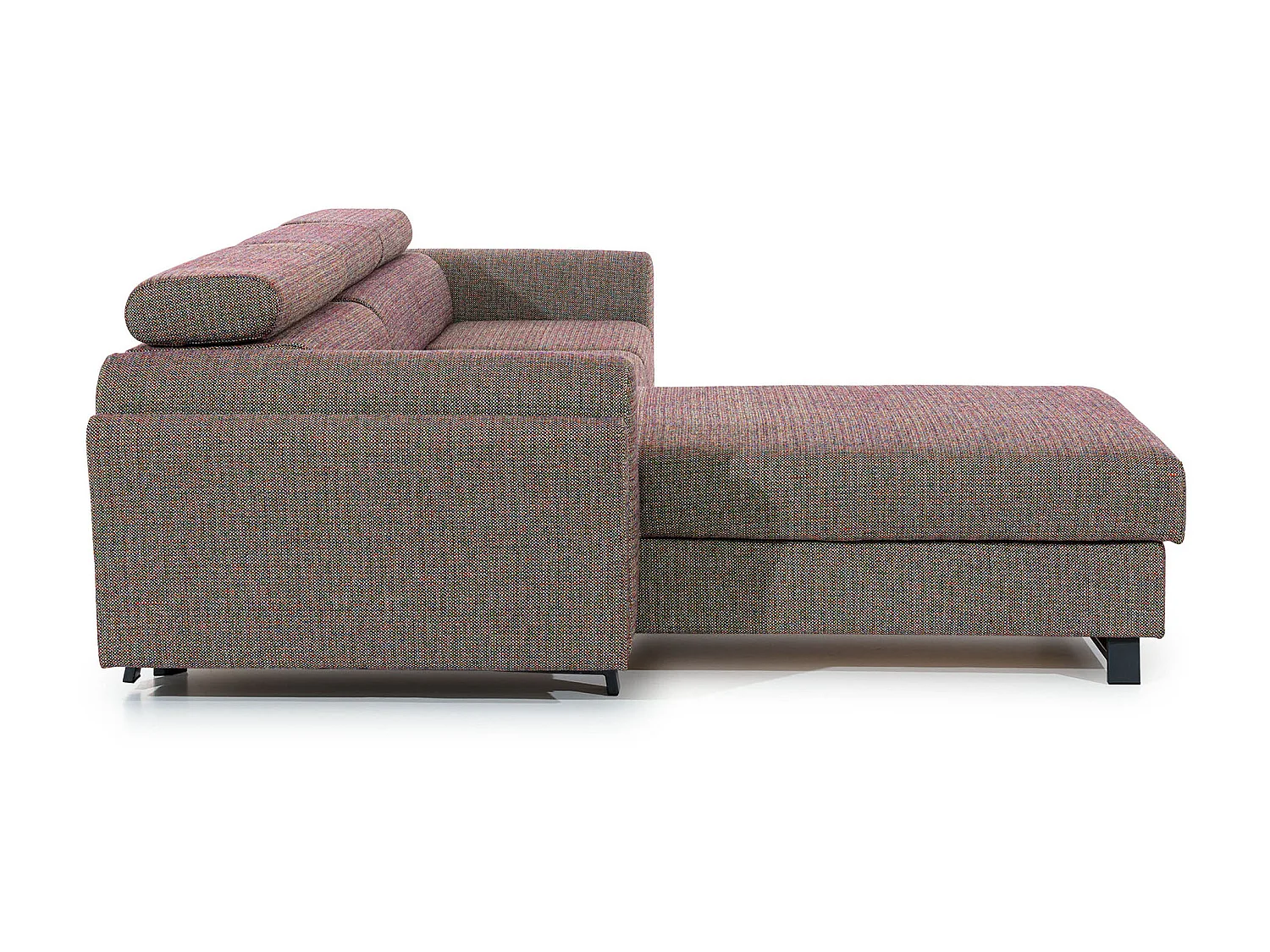 Canapé angle gauche convertible tissu marron avec appuis-tête réglables Mazerali 300cm