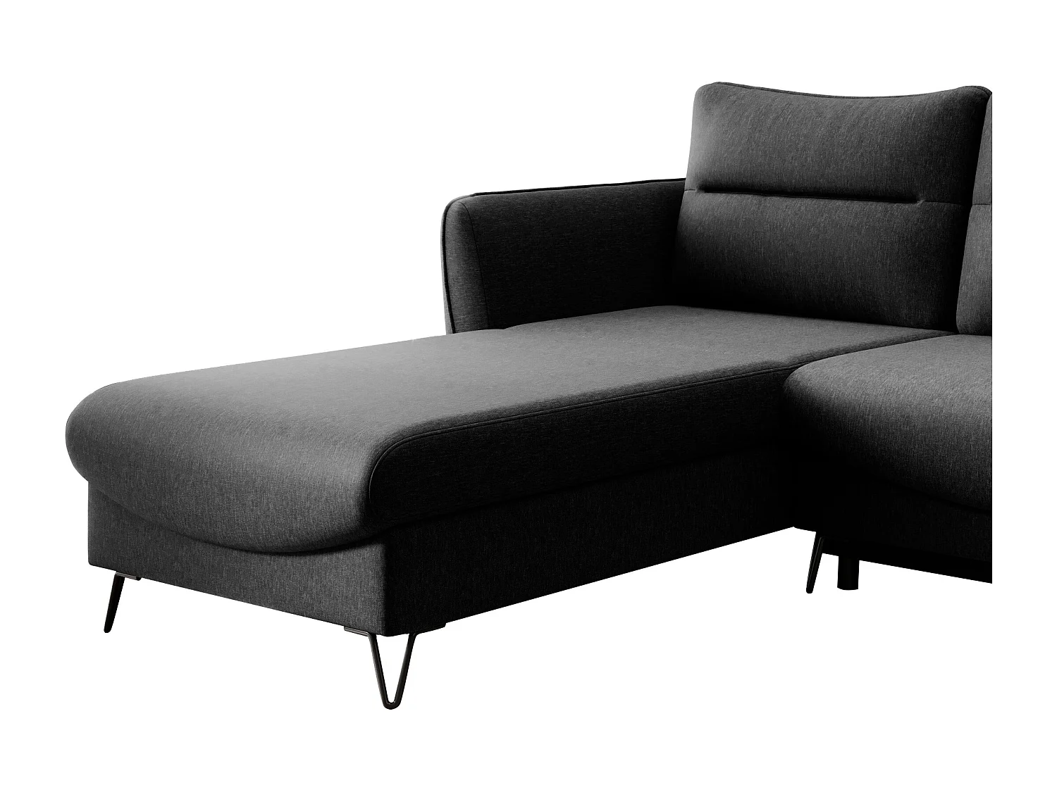 Canapé d'angle gauche convertible tissu noir Zurik 276cm