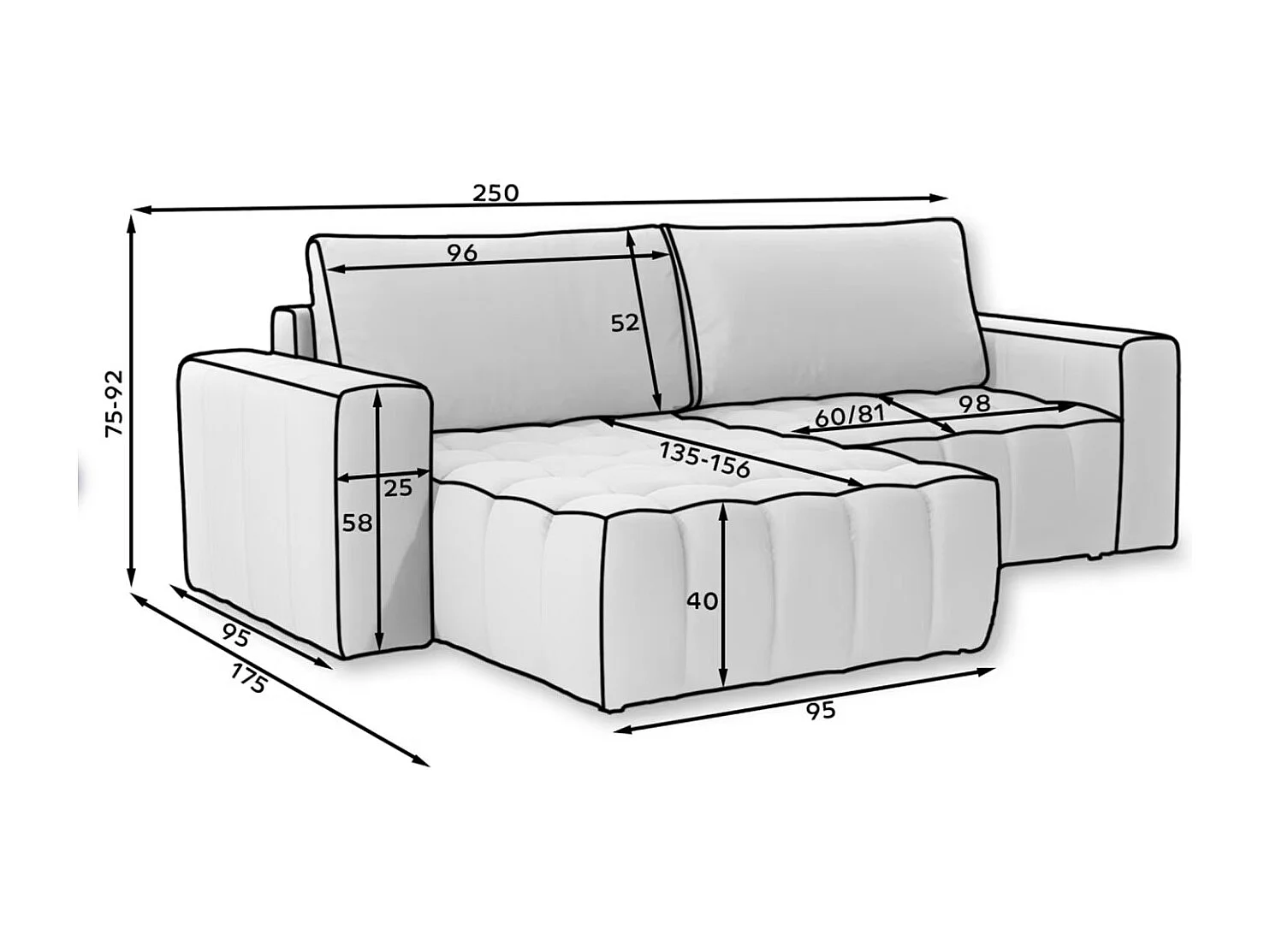 Canapé convertible design velours matelassé bleu canard angle gauche Bozen 250cm