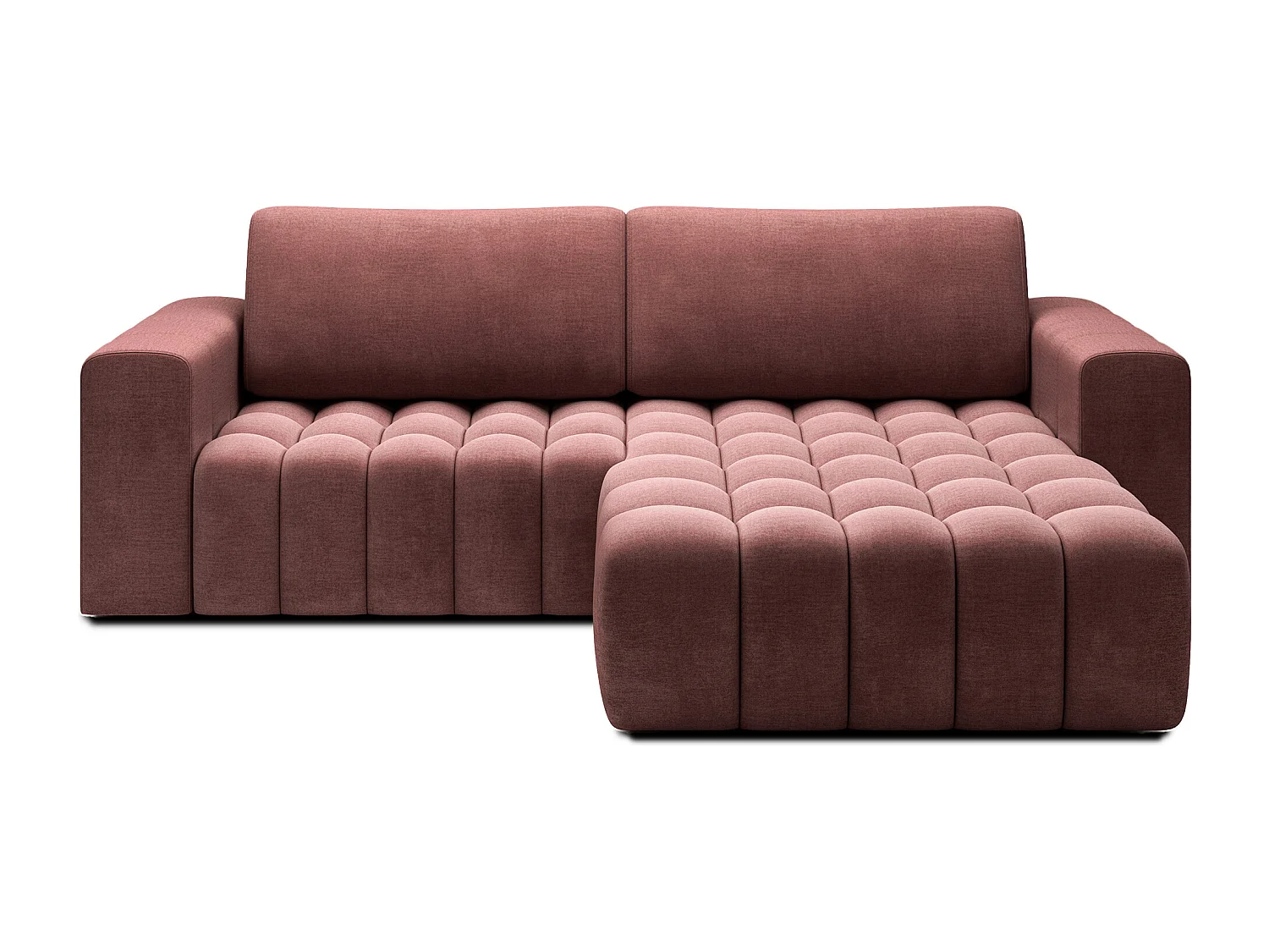 Bozen gecapitonneerde fluwelen hoekbank – Converteerbaar en opbergruimte-Kleur Terracotta-juiste hoek