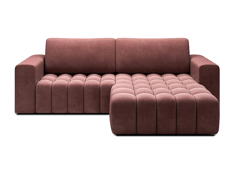 Canapé d’angle velours capitonné BOZEN – Convertible et rangement-Terracotta-angle droit