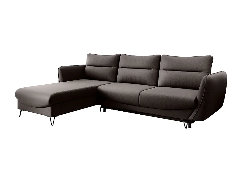 Canapé d'angle gauche convertible tissu chocolat Zurik 276cm