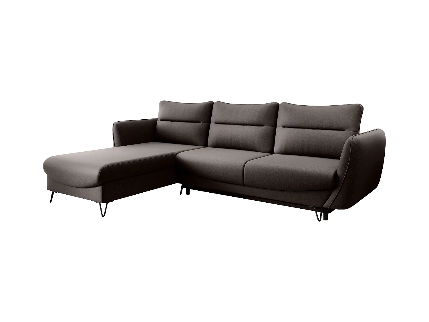 Canapé d'angle gauche convertible tissu chocolat Zurik 276cm